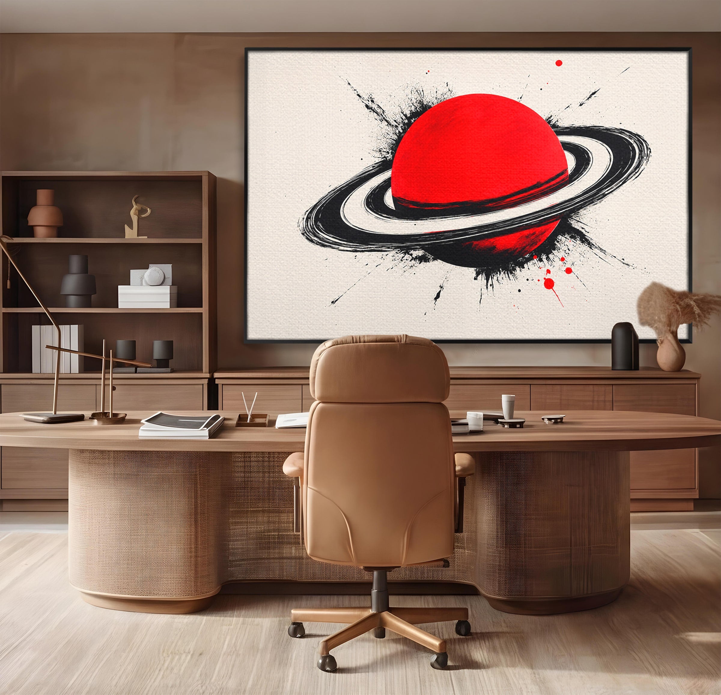 Tablou Canvas Premium LuxCanva® S1027, Planeta Rosie, Planeta, Spatiu, Abstract, Modern, Birou, Culori Vibrante