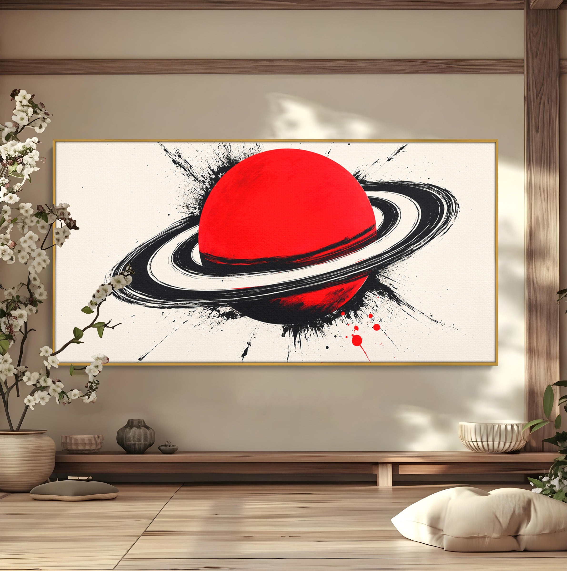 Tablou Canvas Premium LuxCanva® S1027, Planeta Rosie, Planeta, Spatiu, Abstract, Modern, Birou, Culori Vibrante