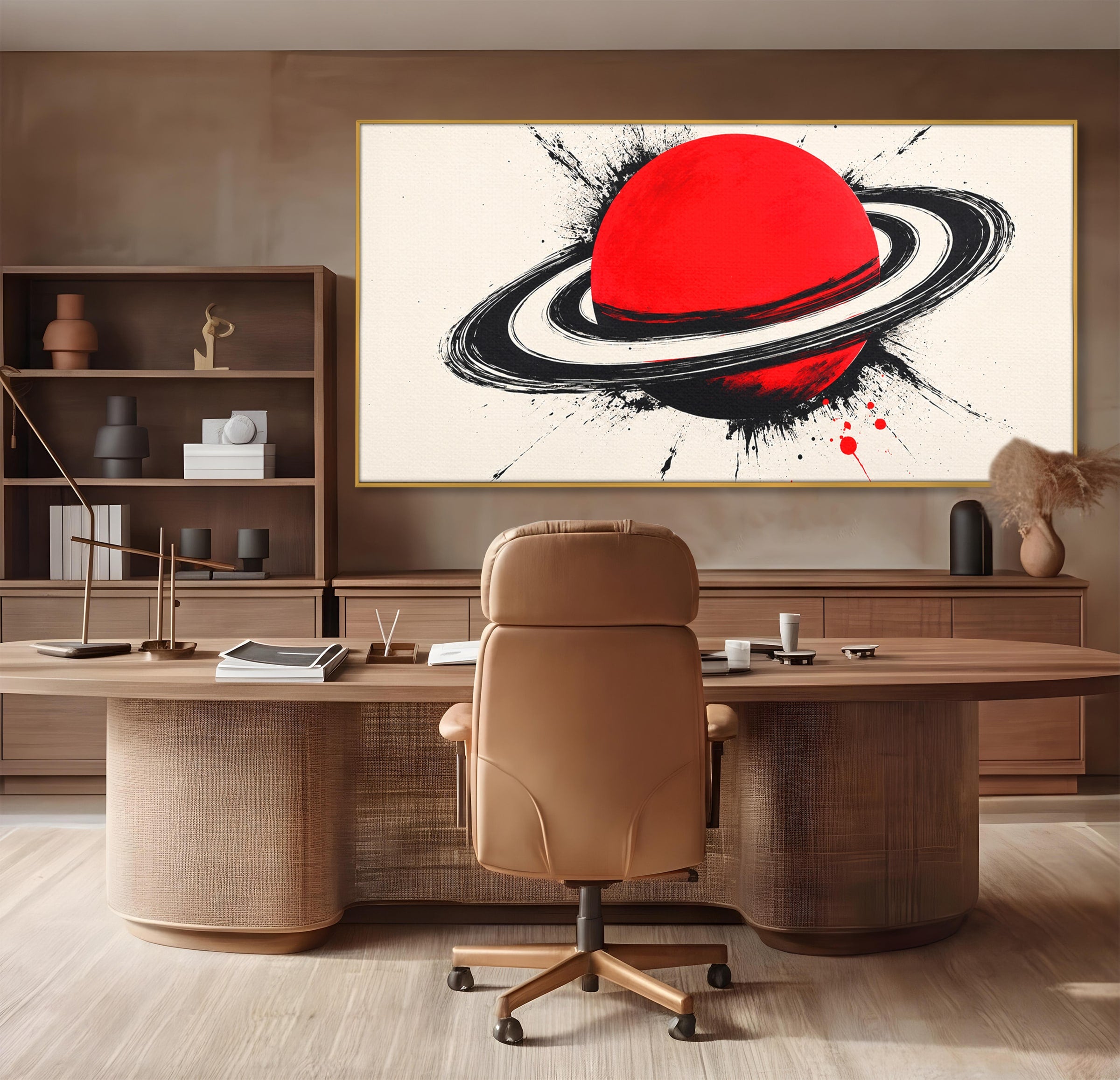 Tablou Canvas Premium LuxCanva® S1027, Planeta Rosie, Planeta, Spatiu, Abstract, Modern, Birou, Culori Vibrante