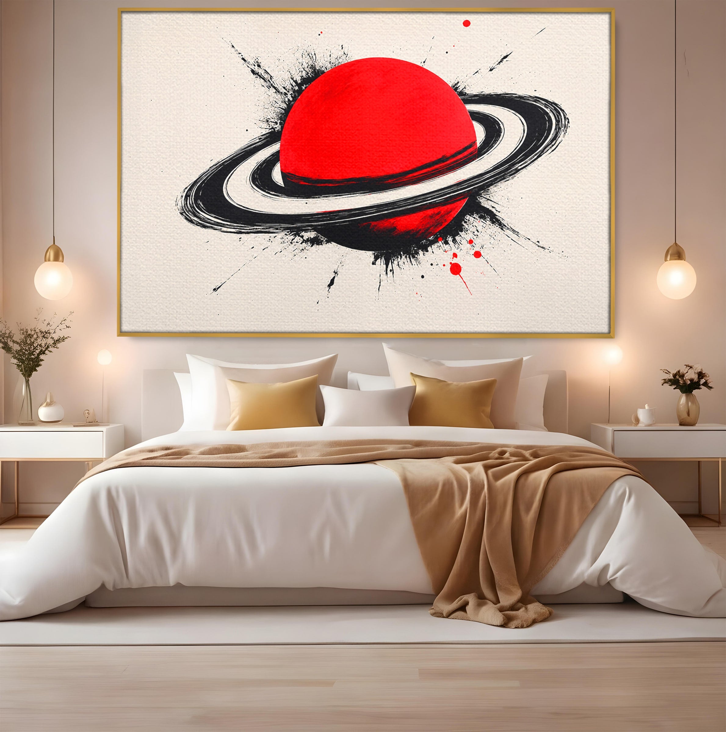 Tablou Canvas Premium LuxCanva® S1027, Planeta Rosie, Planeta, Spatiu, Abstract, Modern, Birou, Culori Vibrante