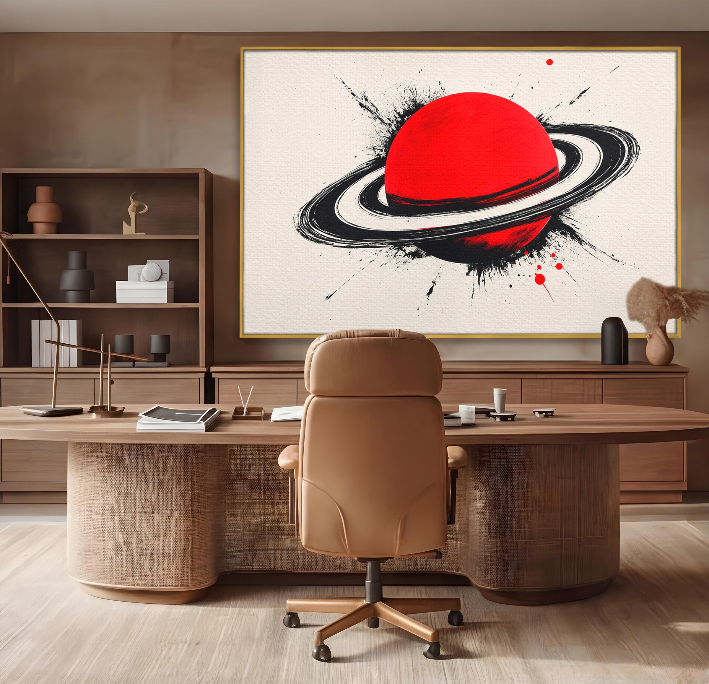 Tablou Canvas Premium LuxCanva® S1027, Planeta Rosie, Planeta, Spatiu, Abstract, Modern, Birou, Culori Vibrante