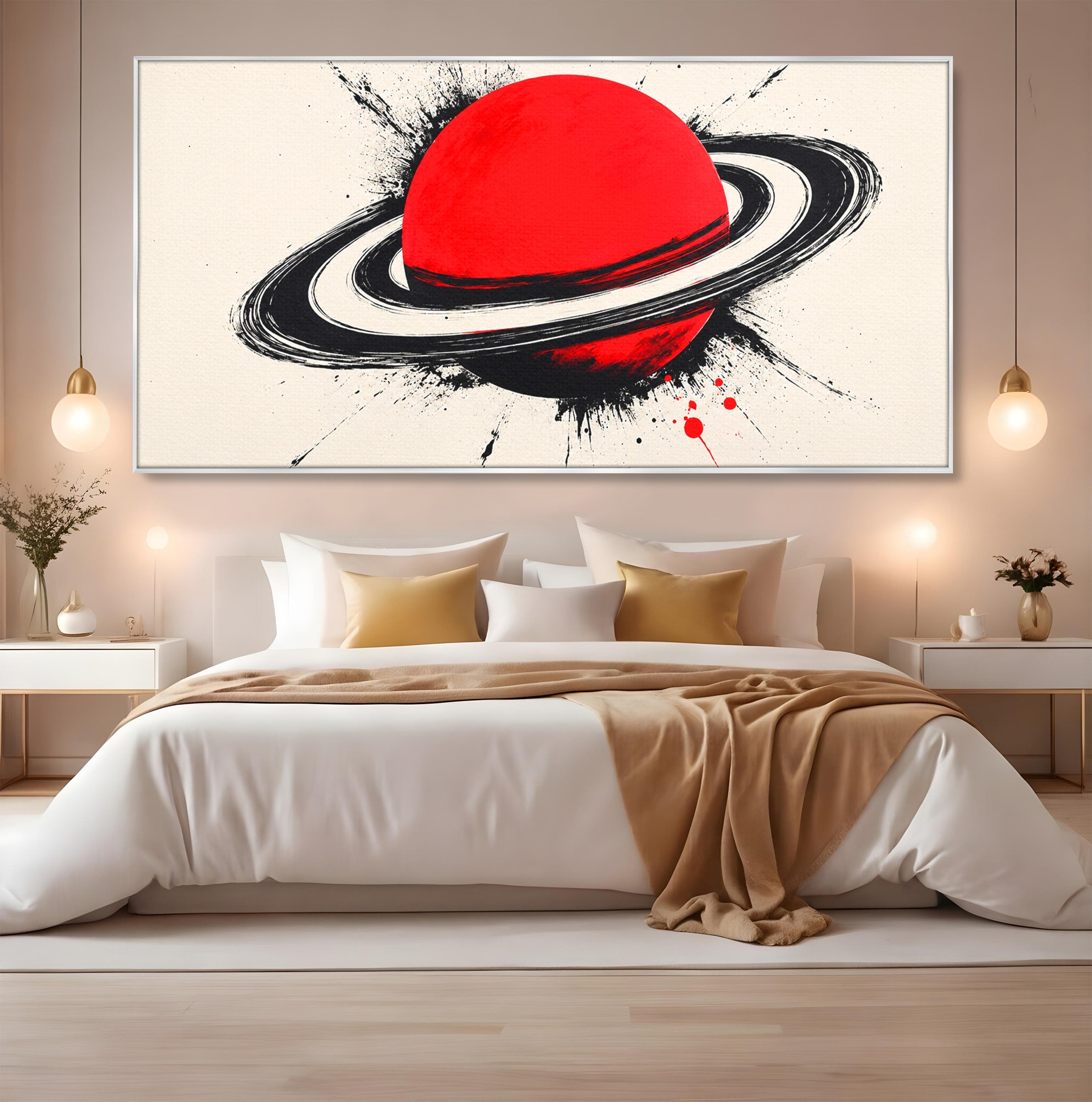 Tablou Canvas Premium LuxCanva® S1027, Planeta Rosie, Planeta, Spatiu, Abstract, Modern, Birou, Culori Vibrante