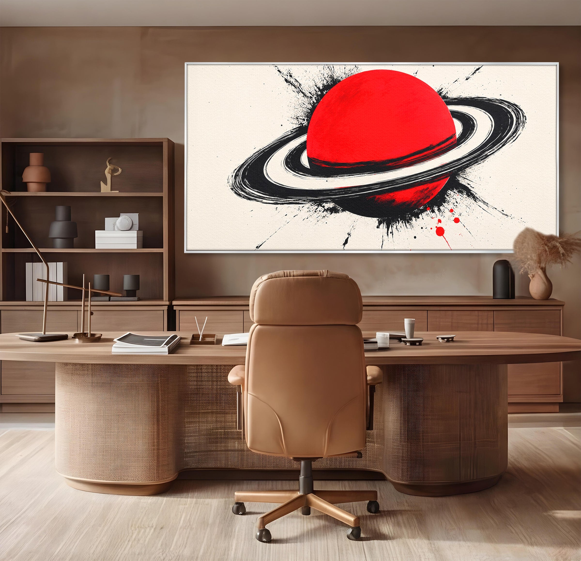 Tablou Canvas Premium LuxCanva® S1027, Planeta Rosie, Planeta, Spatiu, Abstract, Modern, Birou, Culori Vibrante