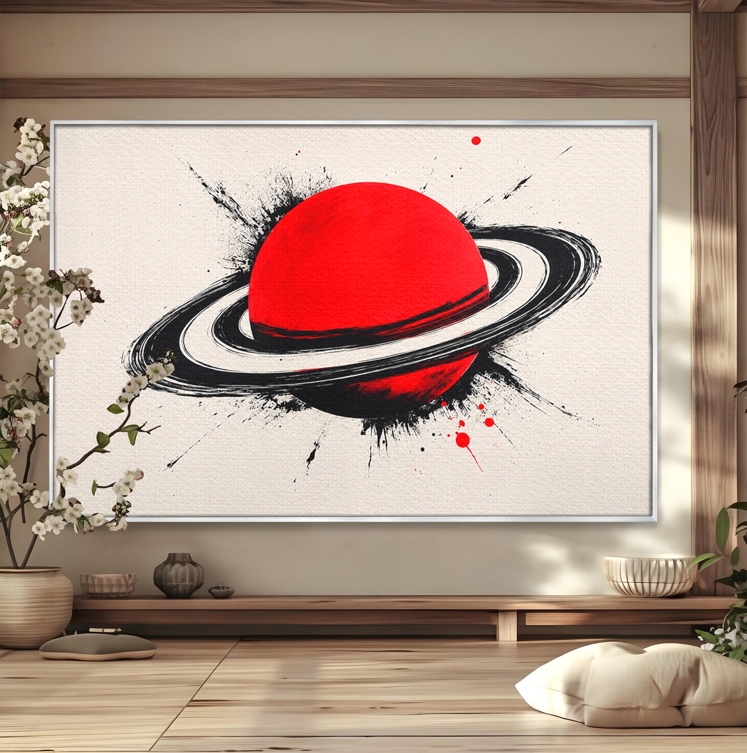 Tablou Canvas Premium LuxCanva® S1027, Planeta Rosie, Planeta, Spatiu, Abstract, Modern, Birou, Culori Vibrante