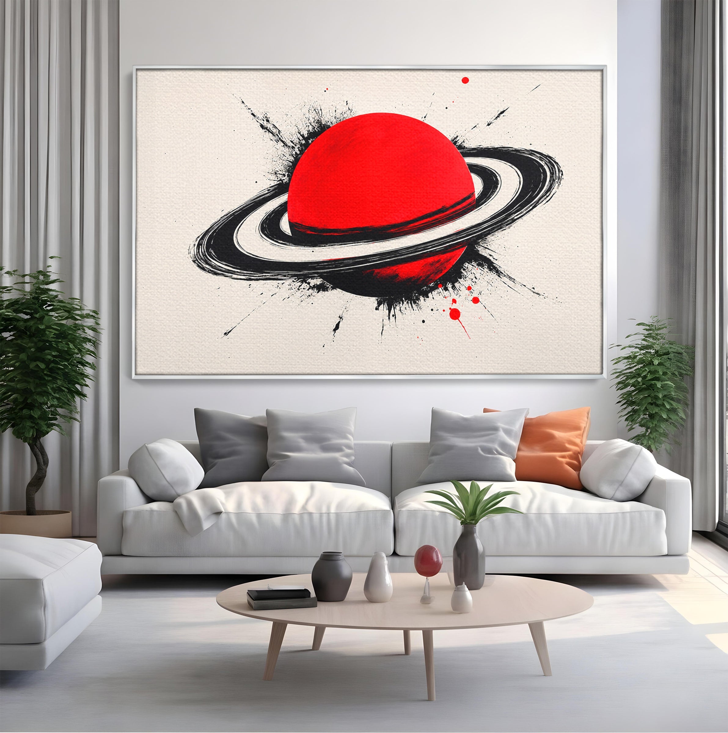 Tablou Canvas Premium LuxCanva® S1027, Planeta Rosie, Planeta, Spatiu, Abstract, Modern, Birou, Culori Vibrante
