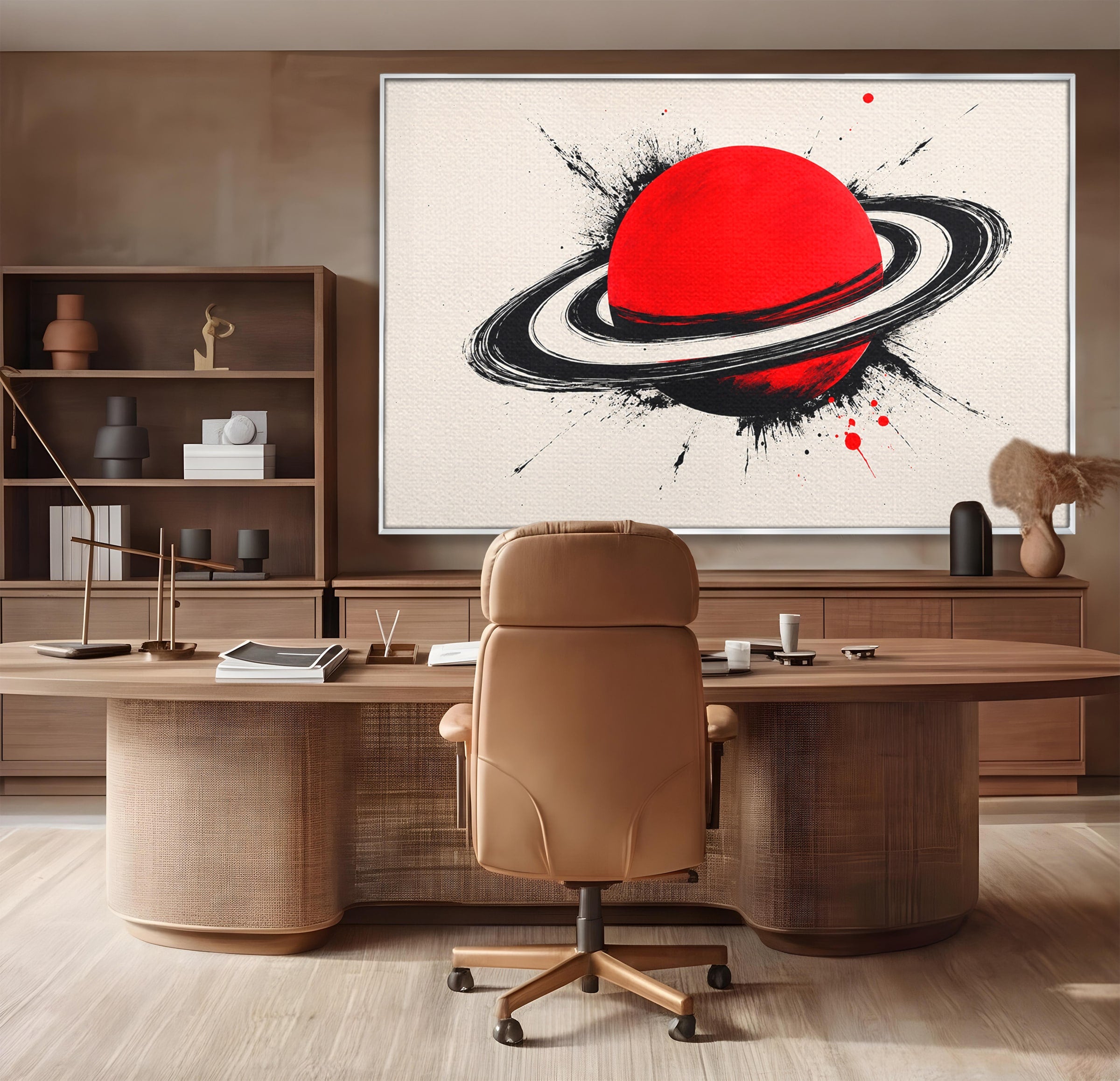 Tablou Canvas Premium LuxCanva® S1027, Planeta Rosie, Planeta, Spatiu, Abstract, Modern, Birou, Culori Vibrante
