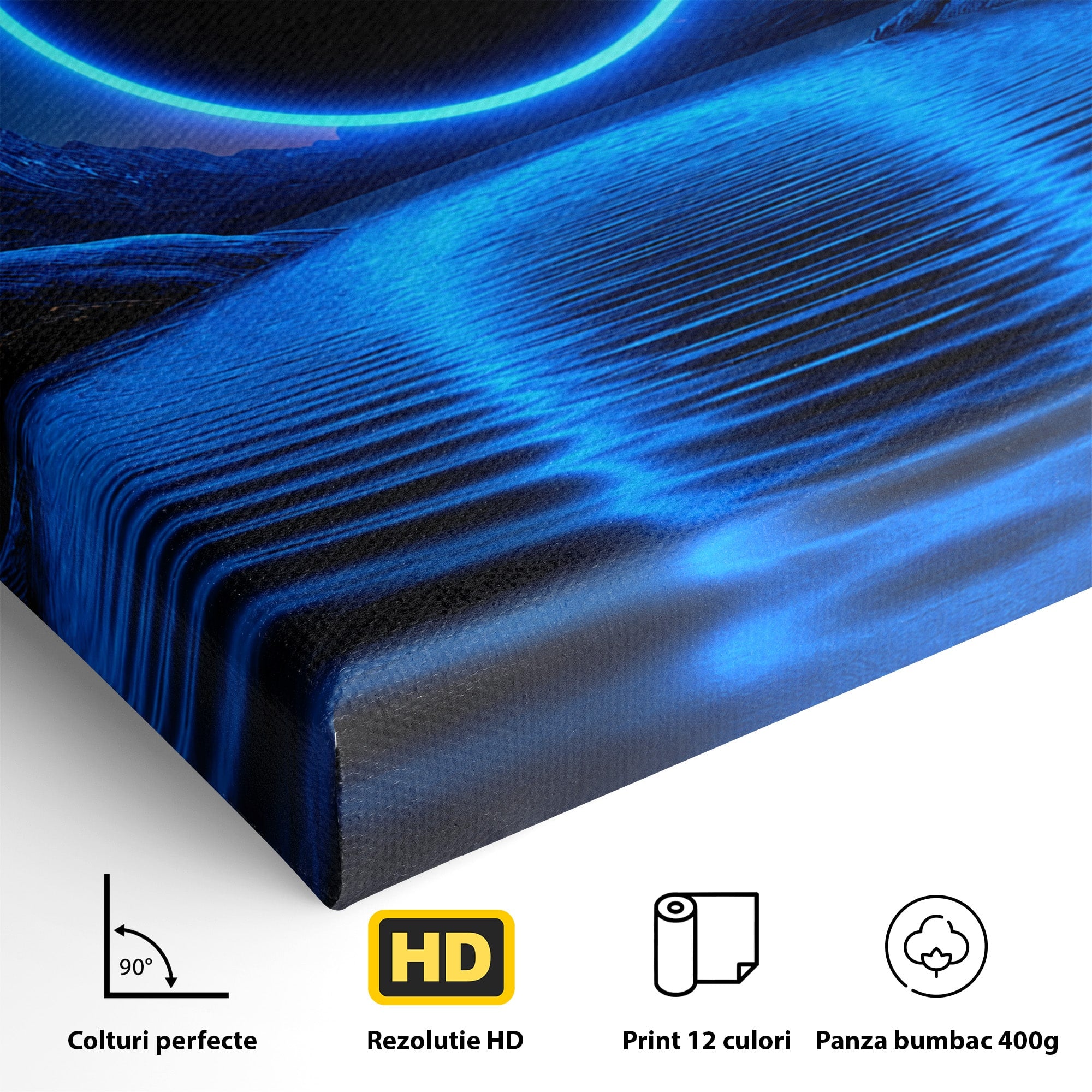 Tablou Canvas Premium LuxCanva® S1028, Eclipsa Luminata, Peisaj, Noapte, Fantast, Lac, Living, Dormitor, Culori Vibrante
