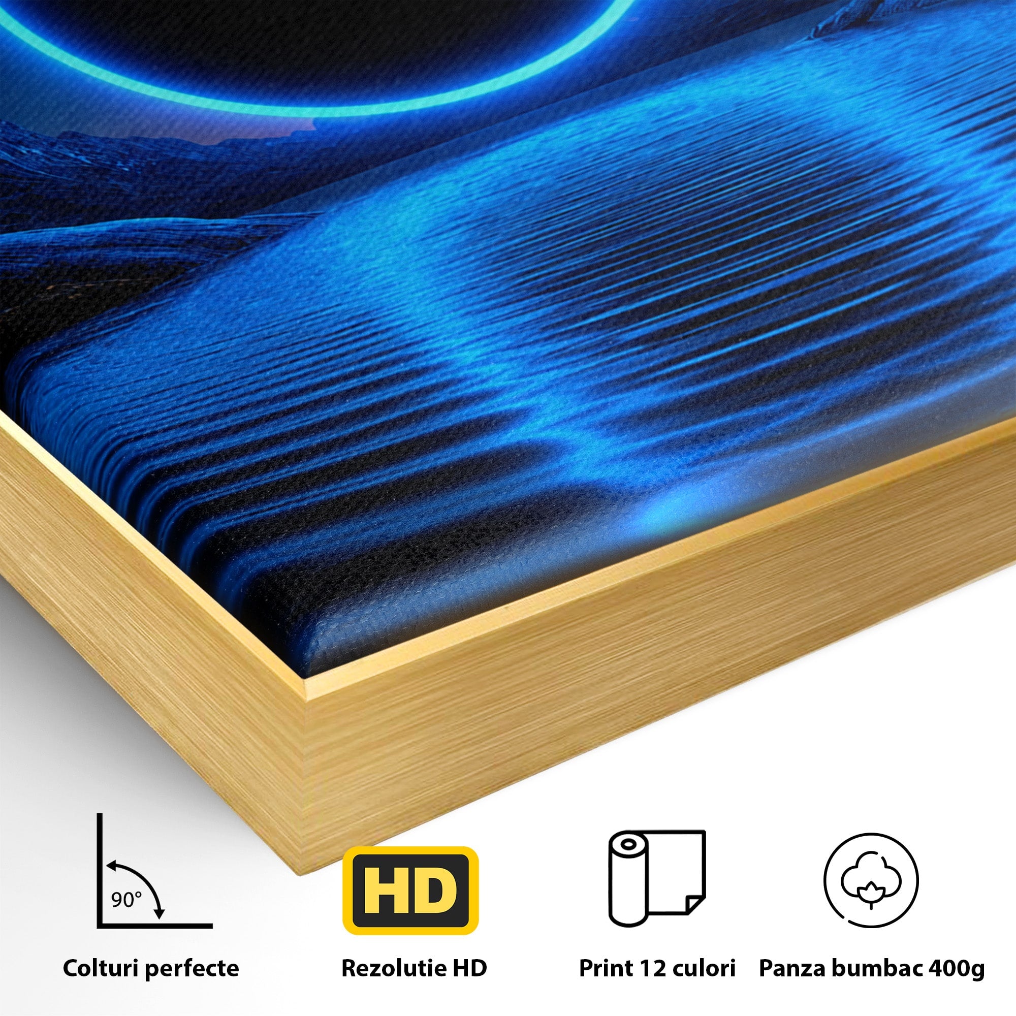 Tablou Canvas Premium LuxCanva® S1028, Eclipsa Luminata, Peisaj, Noapte, Fantast, Lac, Living, Dormitor, Culori Vibrante
