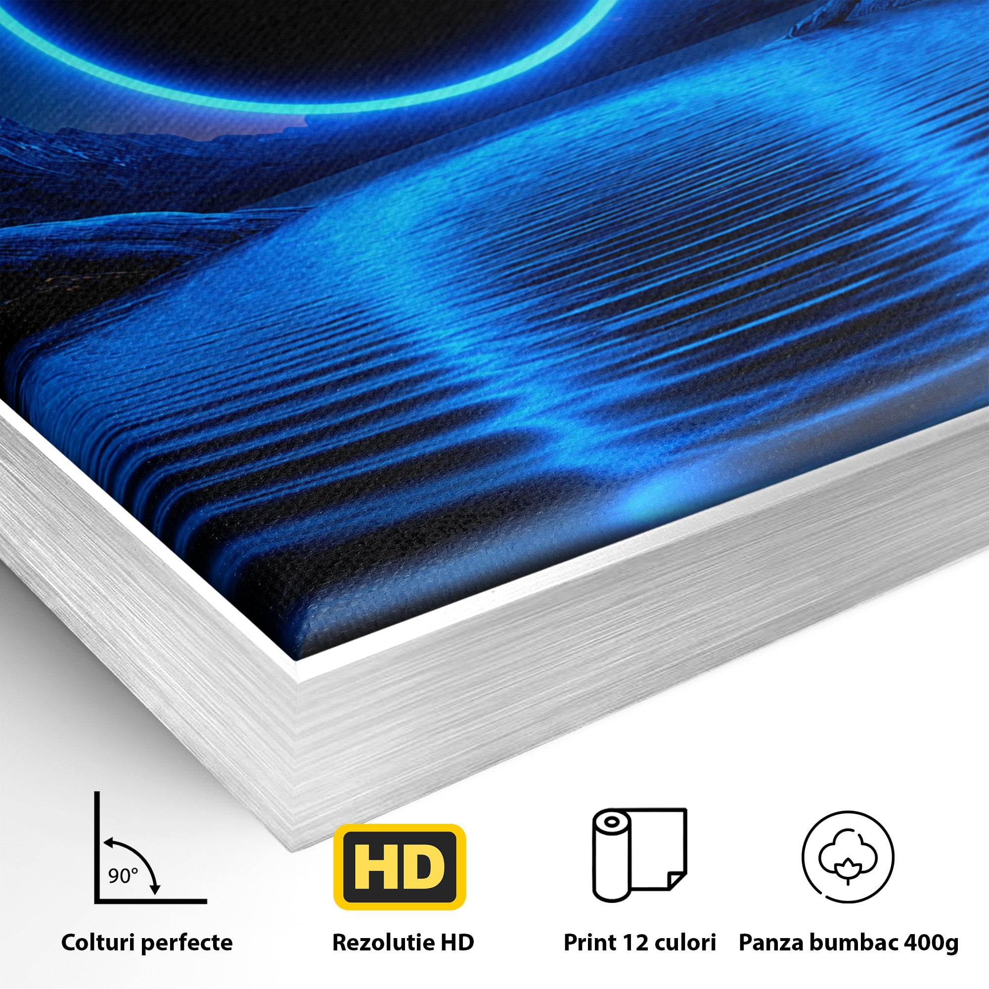 Tablou Canvas Premium LuxCanva® S1028, Eclipsa Luminata, Peisaj, Noapte, Fantast, Lac, Living, Dormitor, Culori Vibrante