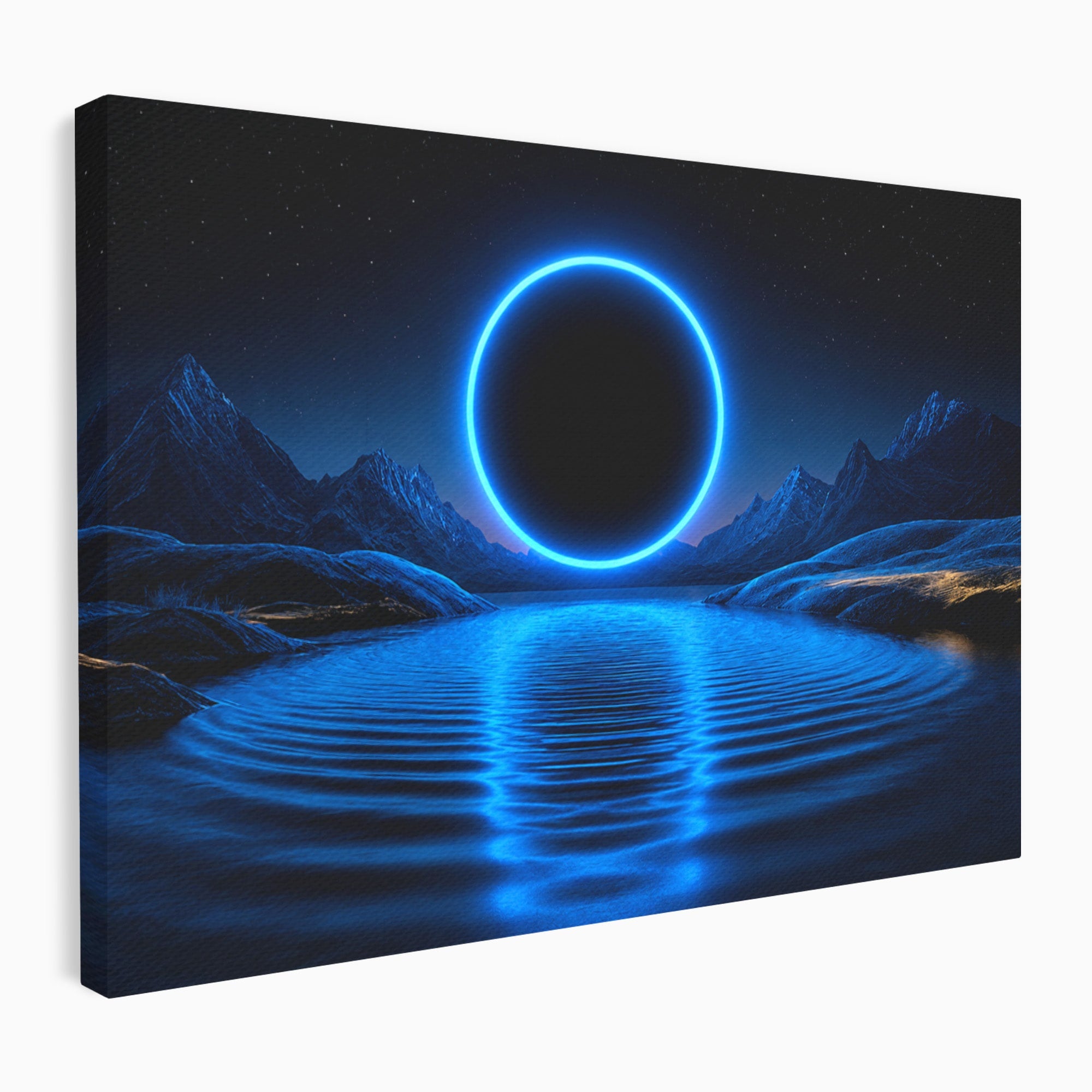 Tablou Canvas Premium LuxCanva® S1028, Eclipsa Luminata, Peisaj, Noapte, Fantast, Lac, Living, Dormitor, Culori Vibrante