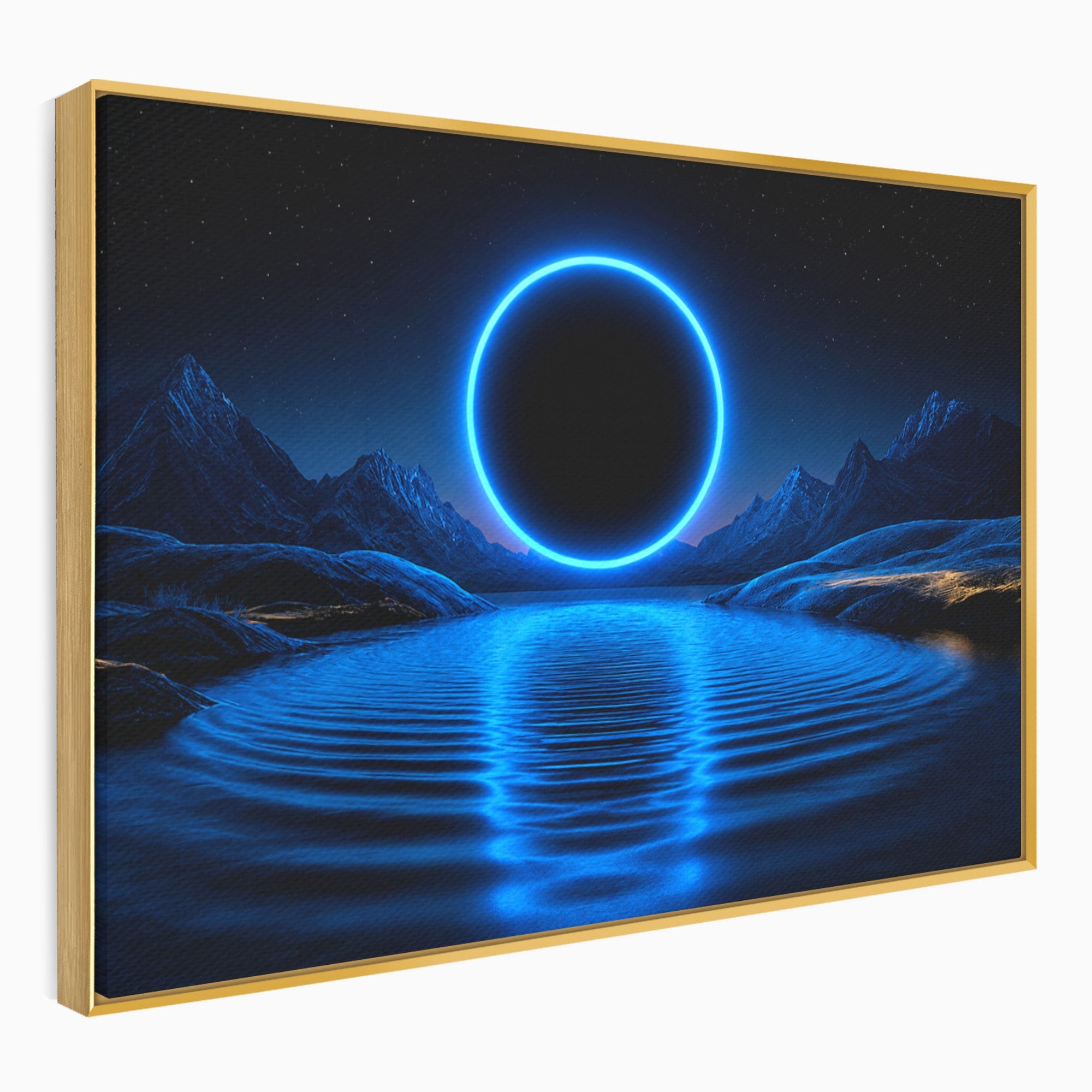 Tablou Canvas Premium LuxCanva® S1028, Eclipsa Luminata, Peisaj, Noapte, Fantast, Lac, Living, Dormitor, Culori Vibrante