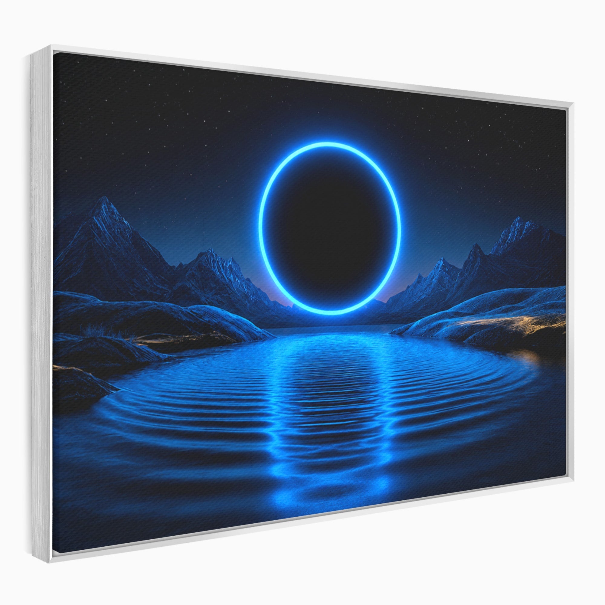 Tablou Canvas Premium LuxCanva® S1028, Eclipsa Luminata, Peisaj, Noapte, Fantast, Lac, Living, Dormitor, Culori Vibrante