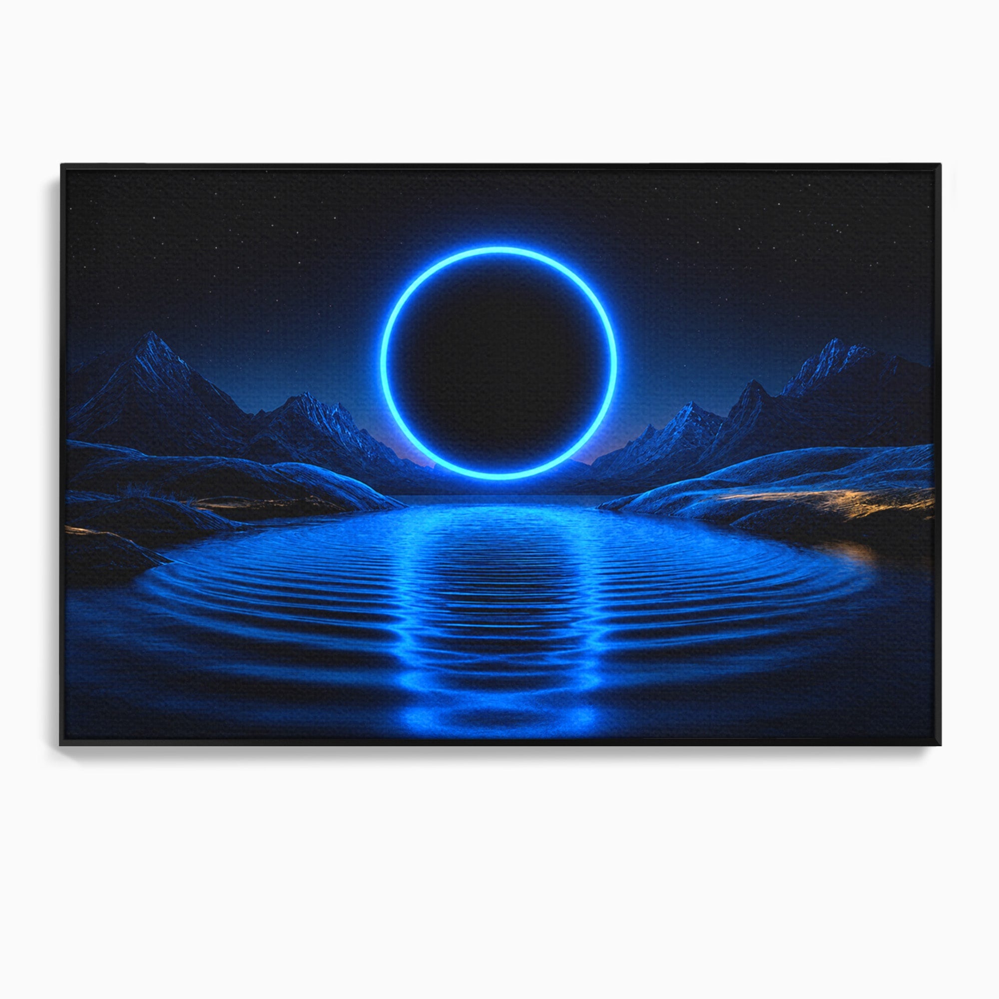 Tablou Canvas Premium LuxCanva® S1028, Eclipsa Luminata, Peisaj, Noapte, Fantast, Lac, Living, Dormitor, Culori Vibrante