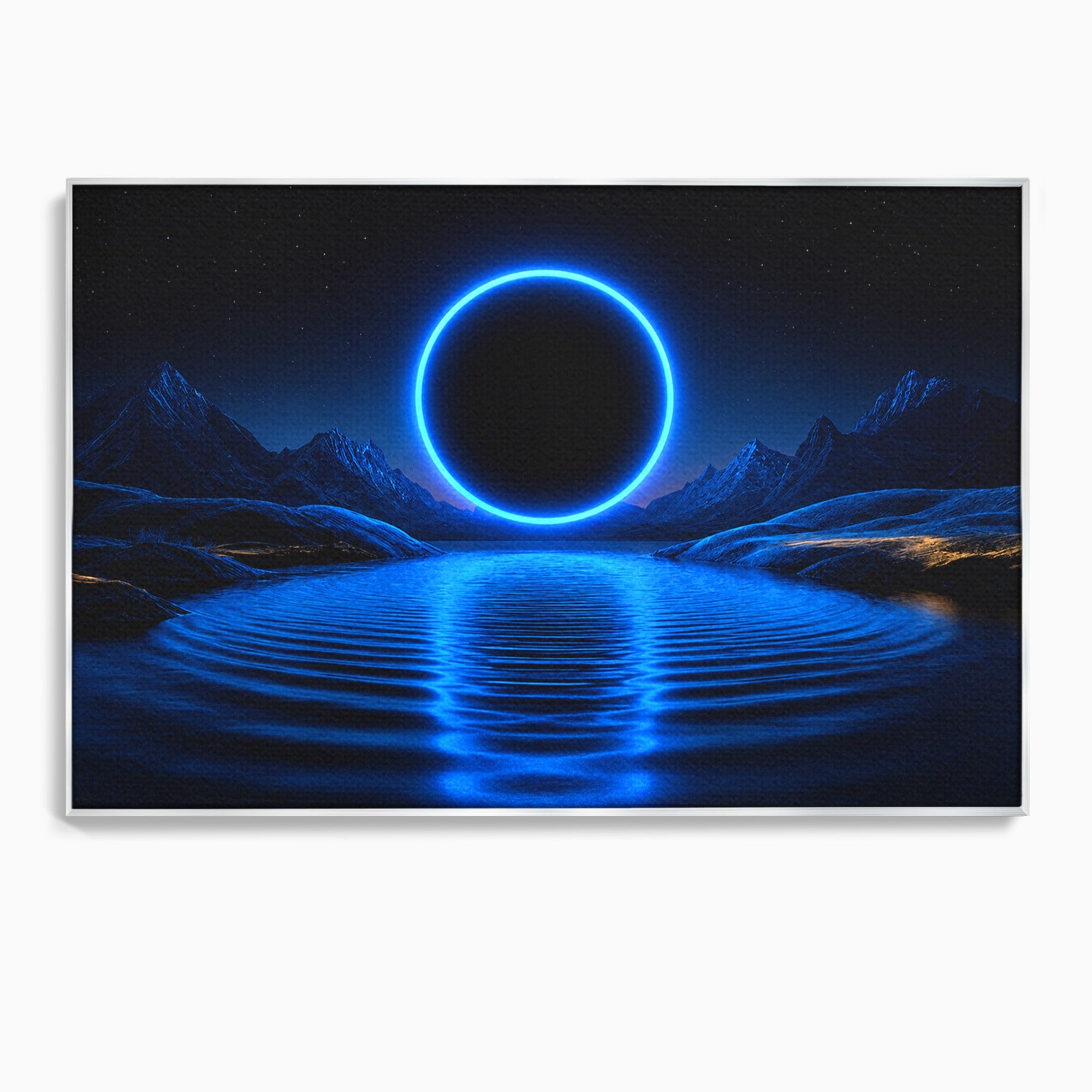Tablou Canvas Premium LuxCanva® S1028, Eclipsa Luminata, Peisaj, Noapte, Fantast, Lac, Living, Dormitor, Culori Vibrante
