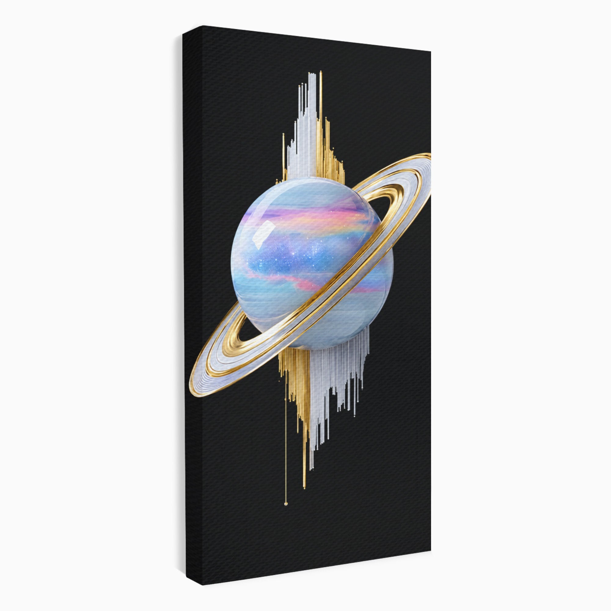 Tablou Canvas Premium LuxCanva® S1029, Planeta Saturn Abstracta, Planeta, Abstract, Cosmos, Futurist, Birou, Living, Culori Vibrante