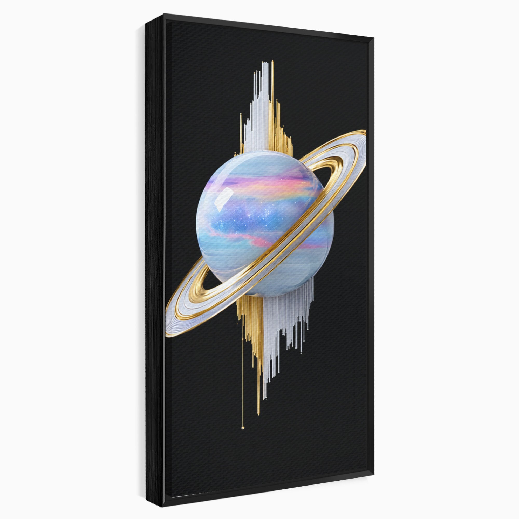 Tablou Canvas Premium LuxCanva® S1029, Planeta Saturn Abstracta, Planeta, Abstract, Cosmos, Futurist, Birou, Living, Culori Vibrante