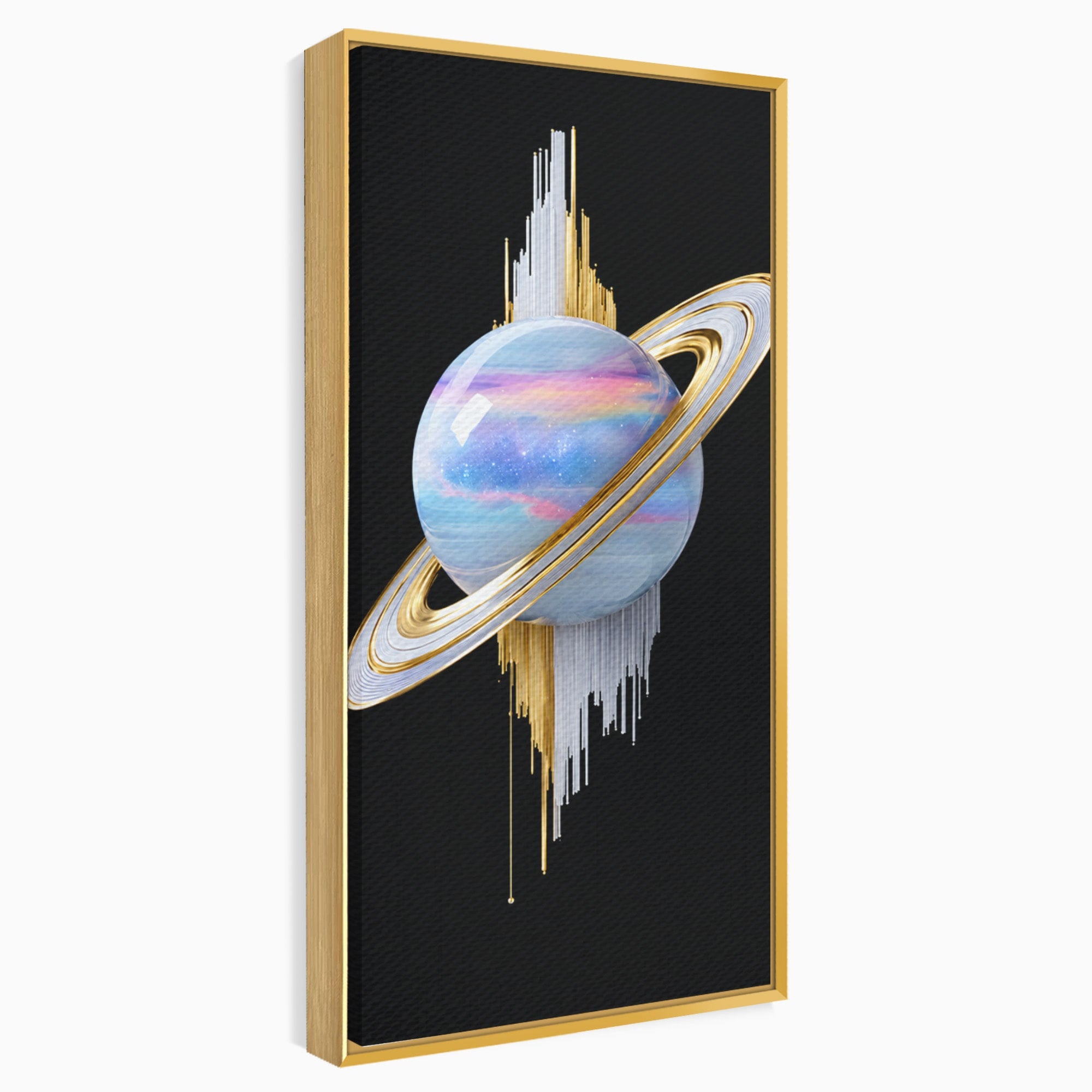 Tablou Canvas Premium LuxCanva® S1029, Planeta Saturn Abstracta, Planeta, Abstract, Cosmos, Futurist, Birou, Living, Culori Vibrante