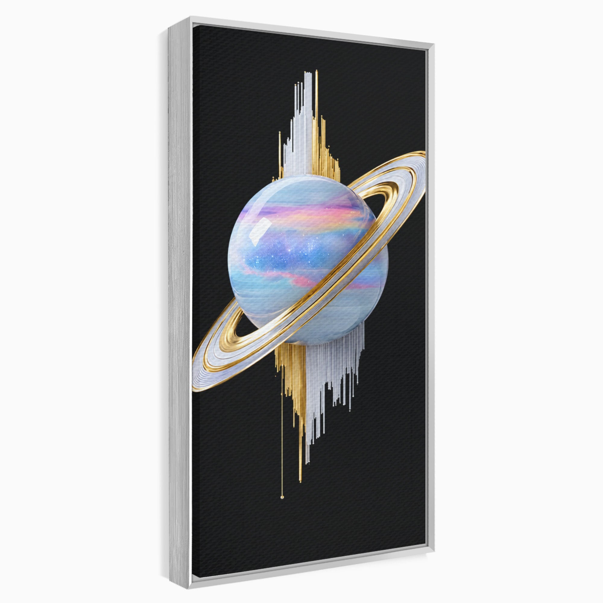 Tablou Canvas Premium LuxCanva® S1029, Planeta Saturn Abstracta, Planeta, Abstract, Cosmos, Futurist, Birou, Living, Culori Vibrante