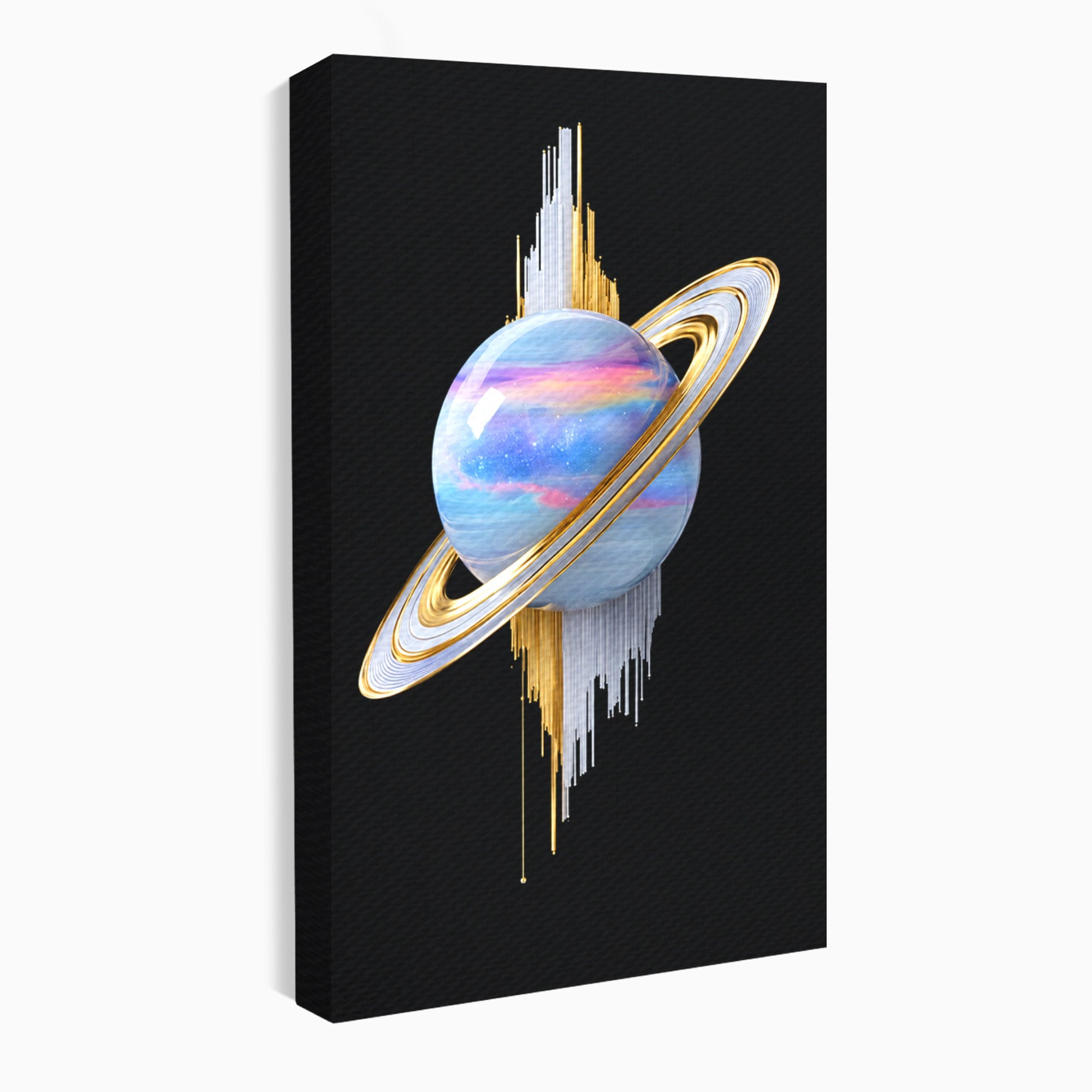 Tablou Canvas Premium LuxCanva® S1029, Planeta Saturn Abstracta, Planeta, Abstract, Cosmos, Futurist, Birou, Living, Culori Vibrante