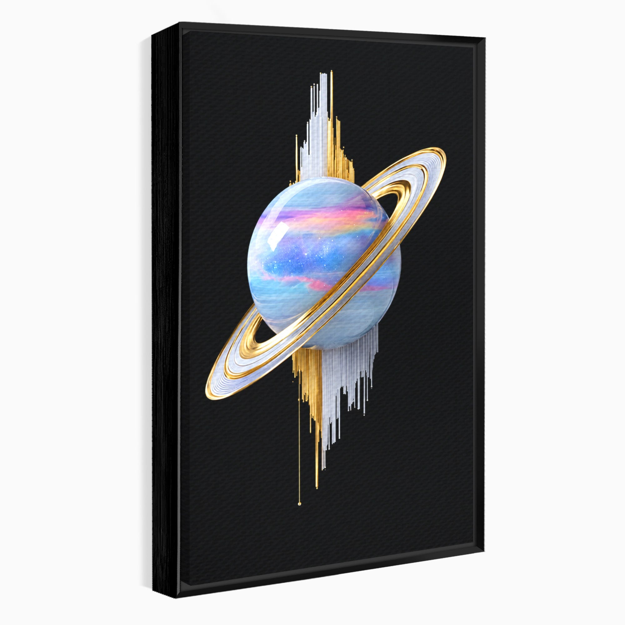 Tablou Canvas Premium LuxCanva® S1029, Planeta Saturn Abstracta, Planeta, Abstract, Cosmos, Futurist, Birou, Living, Culori Vibrante