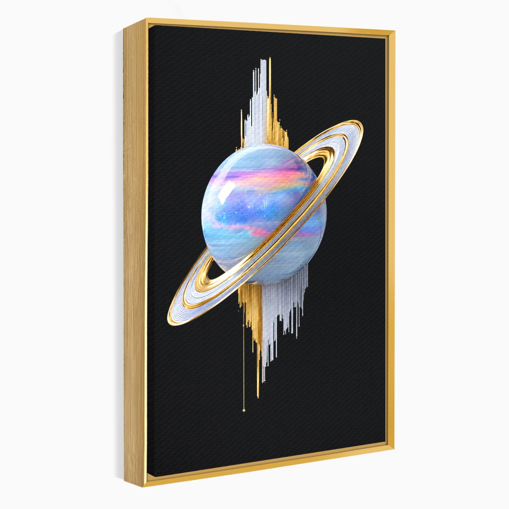 Tablou Canvas Premium LuxCanva® S1029, Planeta Saturn Abstracta, Planeta, Abstract, Cosmos, Futurist, Birou, Living, Culori Vibrante
