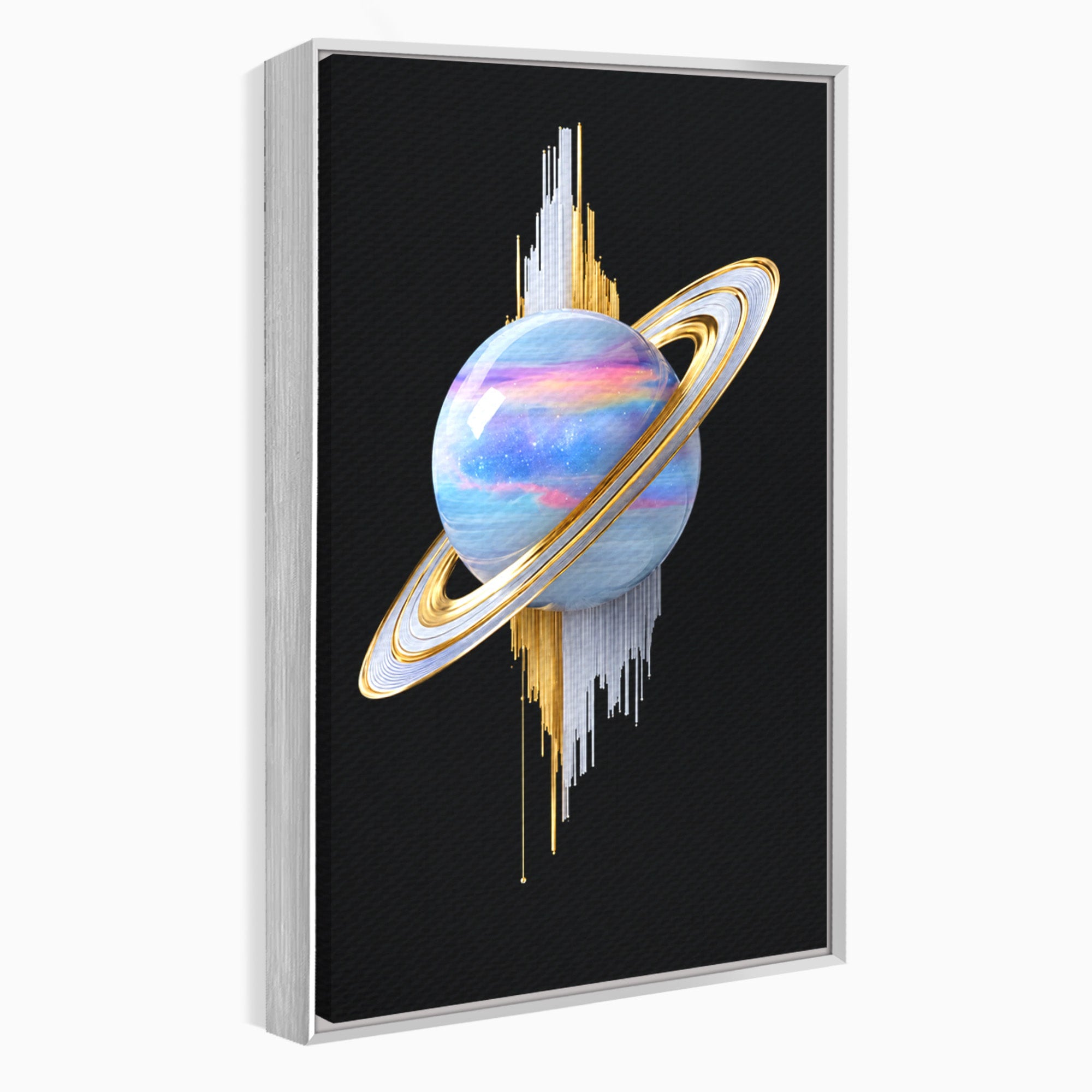 Tablou Canvas Premium LuxCanva® S1029, Planeta Saturn Abstracta, Planeta, Abstract, Cosmos, Futurist, Birou, Living, Culori Vibrante
