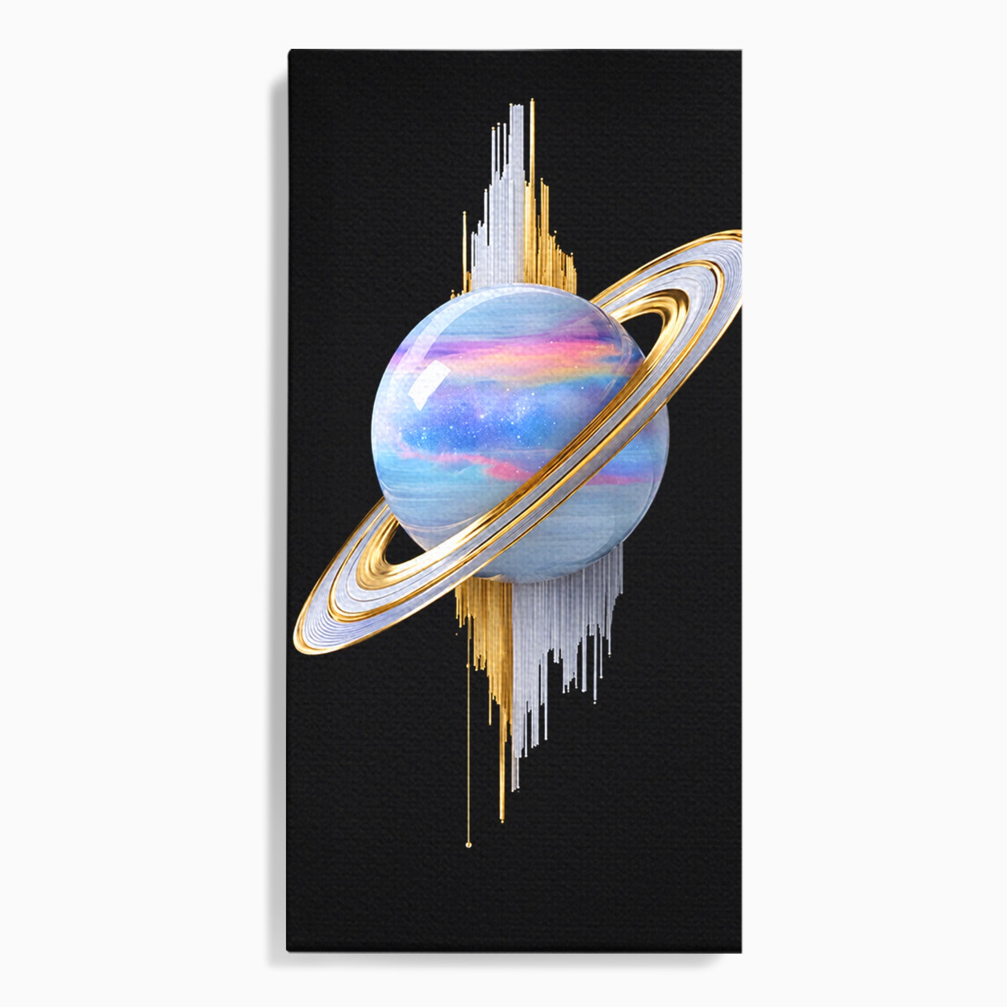 Tablou Canvas Premium LuxCanva® S1029, Planeta Saturn Abstracta, Planeta, Abstract, Cosmos, Futurist, Birou, Living, Culori Vibrante