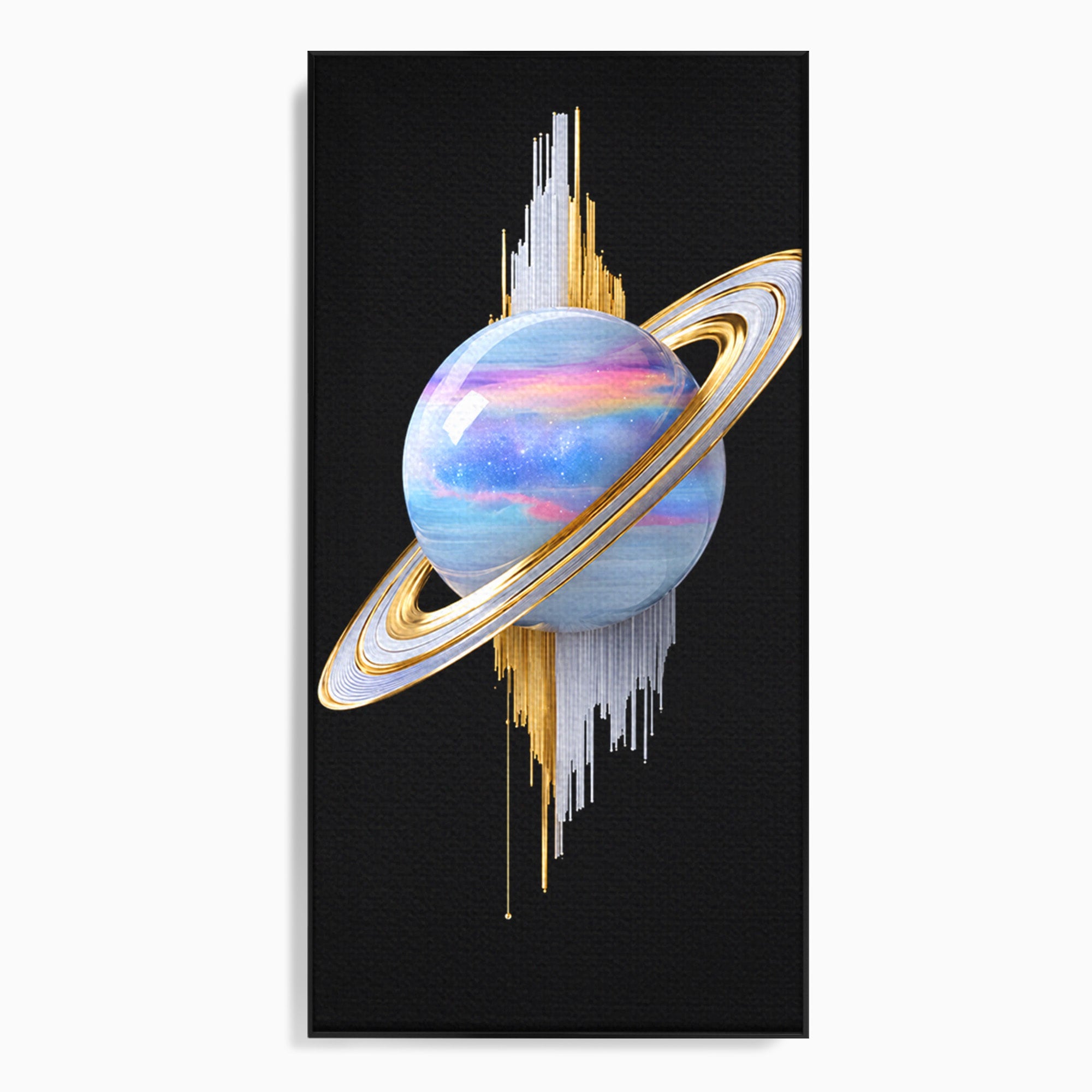Tablou Canvas Premium LuxCanva® S1029, Planeta Saturn Abstracta, Planeta, Abstract, Cosmos, Futurist, Birou, Living, Culori Vibrante
