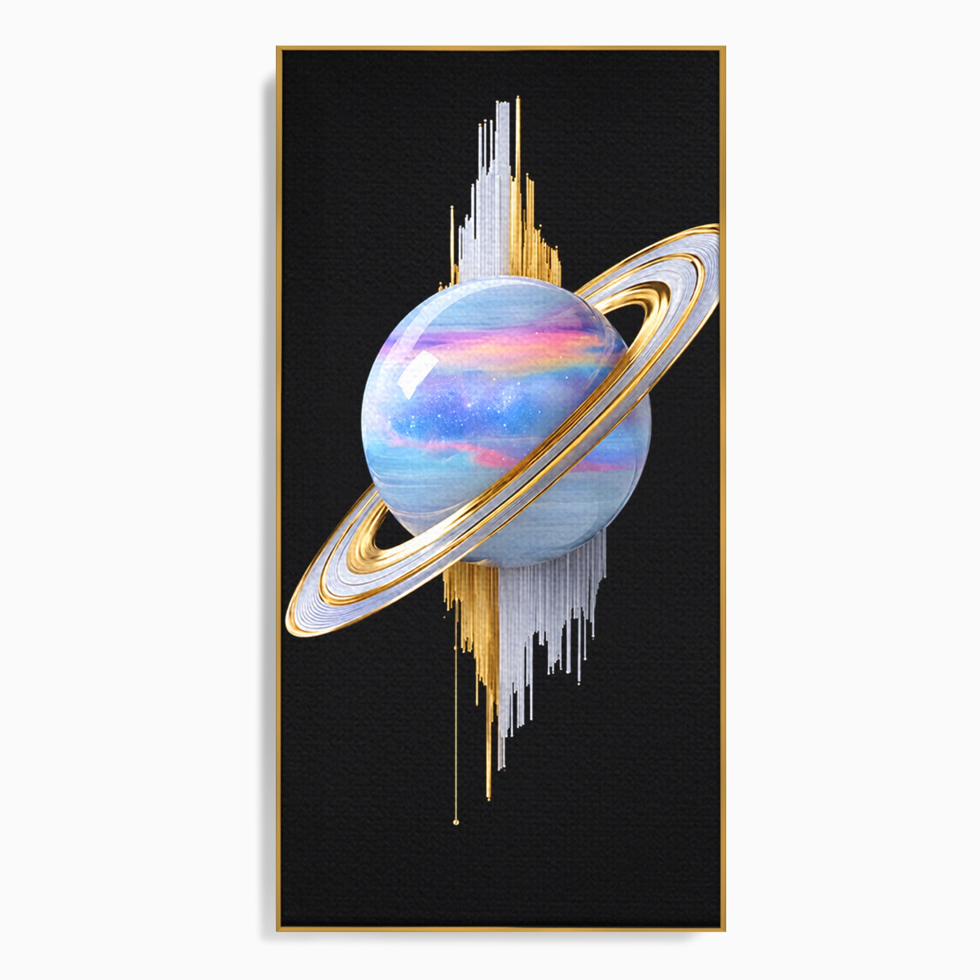Tablou Canvas Premium LuxCanva® S1029, Planeta Saturn Abstracta, Planeta, Abstract, Cosmos, Futurist, Birou, Living, Culori Vibrante