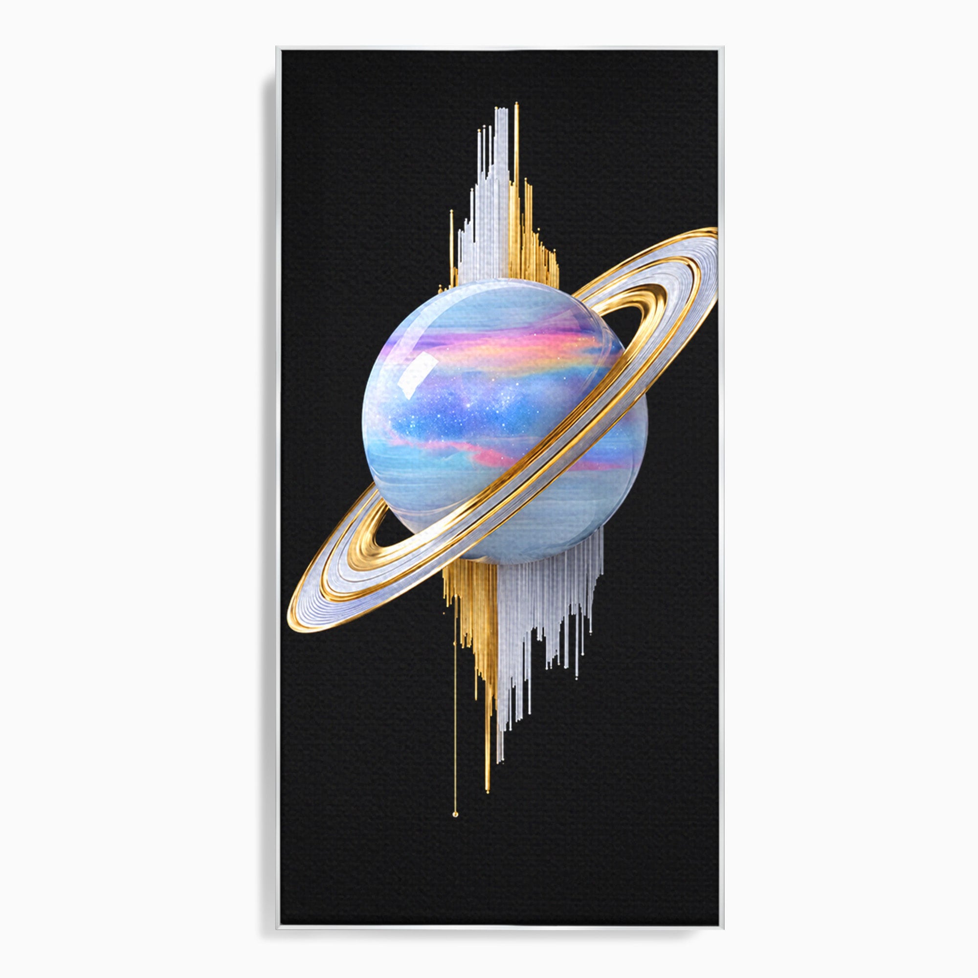 Tablou Canvas Premium LuxCanva® S1029, Planeta Saturn Abstracta, Planeta, Abstract, Cosmos, Futurist, Birou, Living, Culori Vibrante