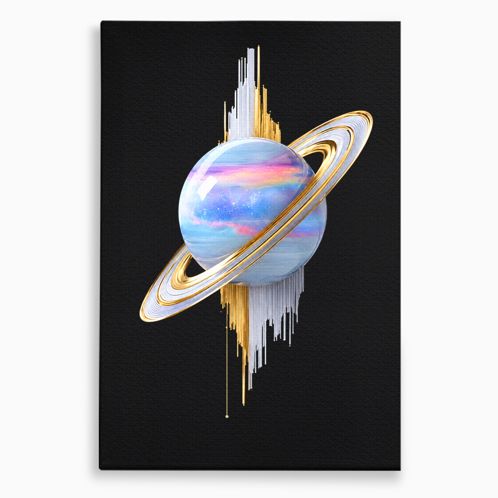 Tablou Canvas Premium LuxCanva® S1029, Planeta Saturn Abstracta, Planeta, Abstract, Cosmos, Futurist, Birou, Living, Culori Vibrante
