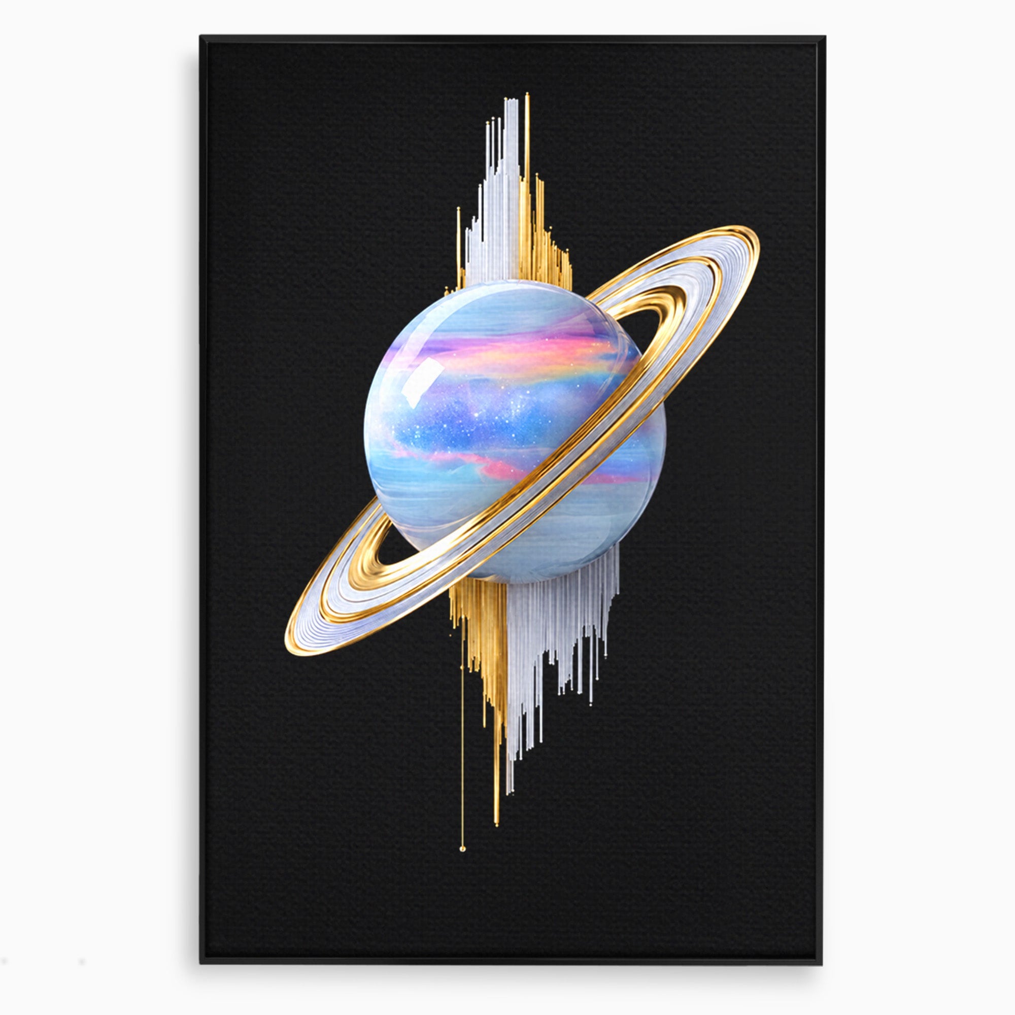 Tablou Canvas Premium LuxCanva® S1029, Planeta Saturn Abstracta, Planeta, Abstract, Cosmos, Futurist, Birou, Living, Culori Vibrante