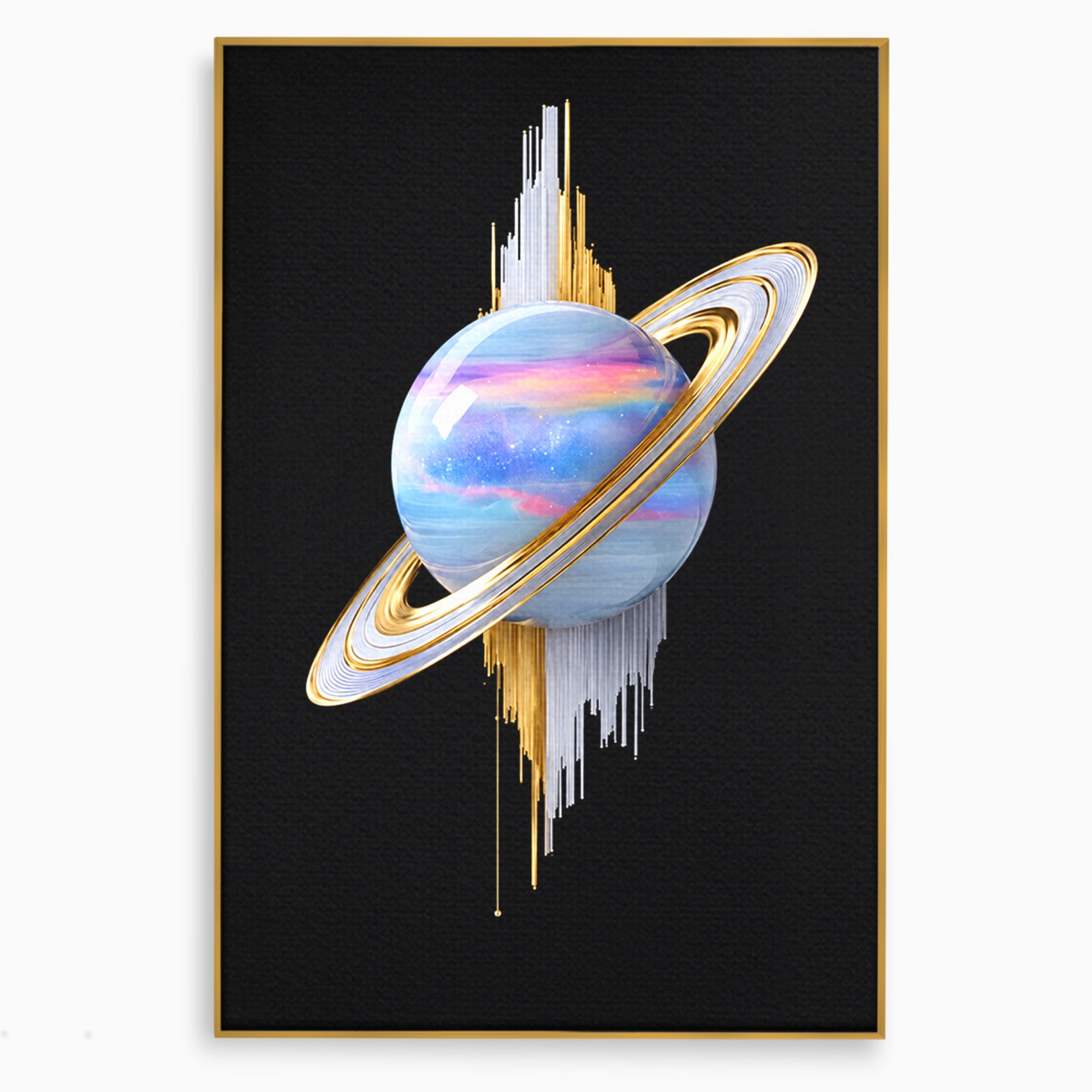 Tablou Canvas Premium LuxCanva® S1029, Planeta Saturn Abstracta, Planeta, Abstract, Cosmos, Futurist, Birou, Living, Culori Vibrante