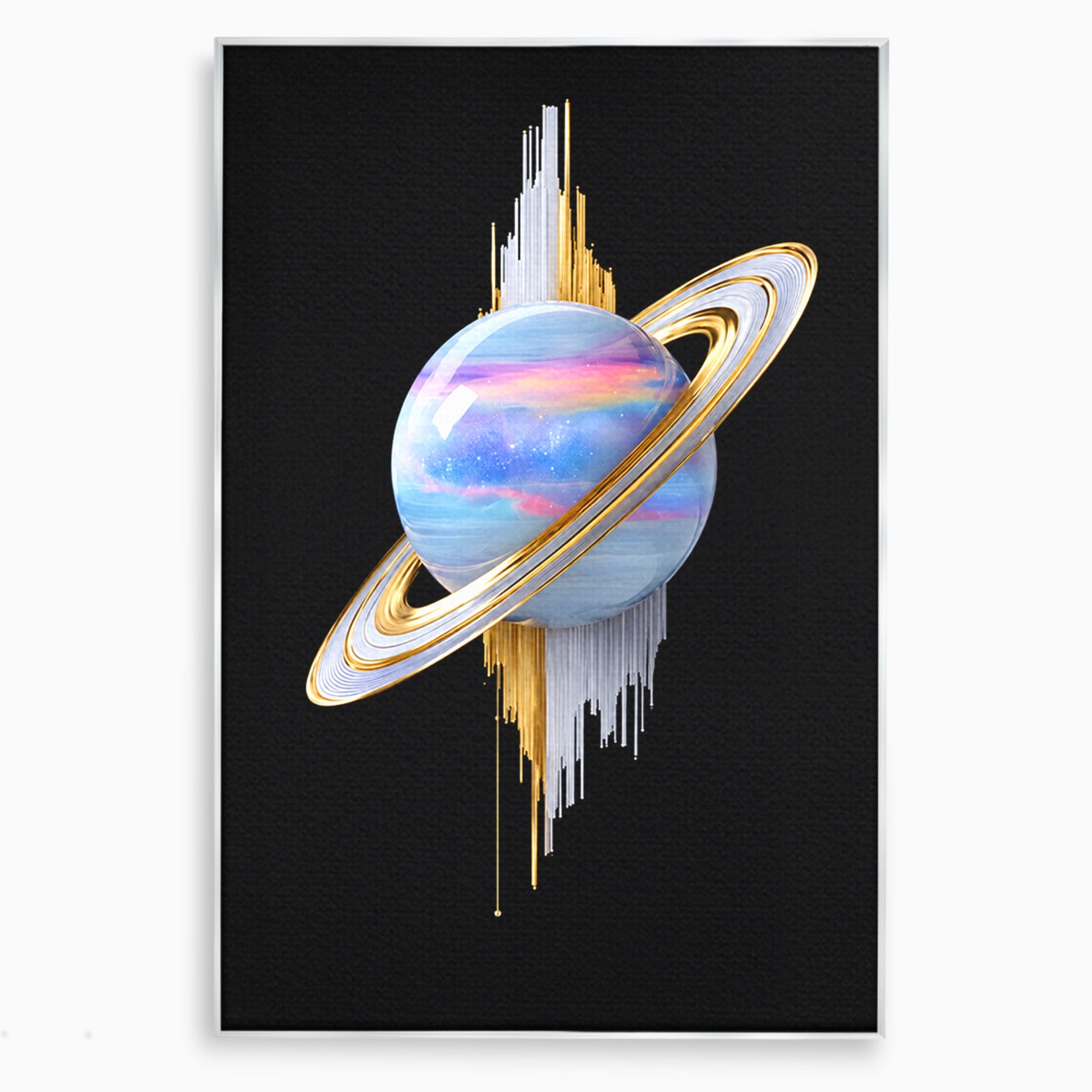 Tablou Canvas Premium LuxCanva® S1029, Planeta Saturn Abstracta, Planeta, Abstract, Cosmos, Futurist, Birou, Living, Culori Vibrante
