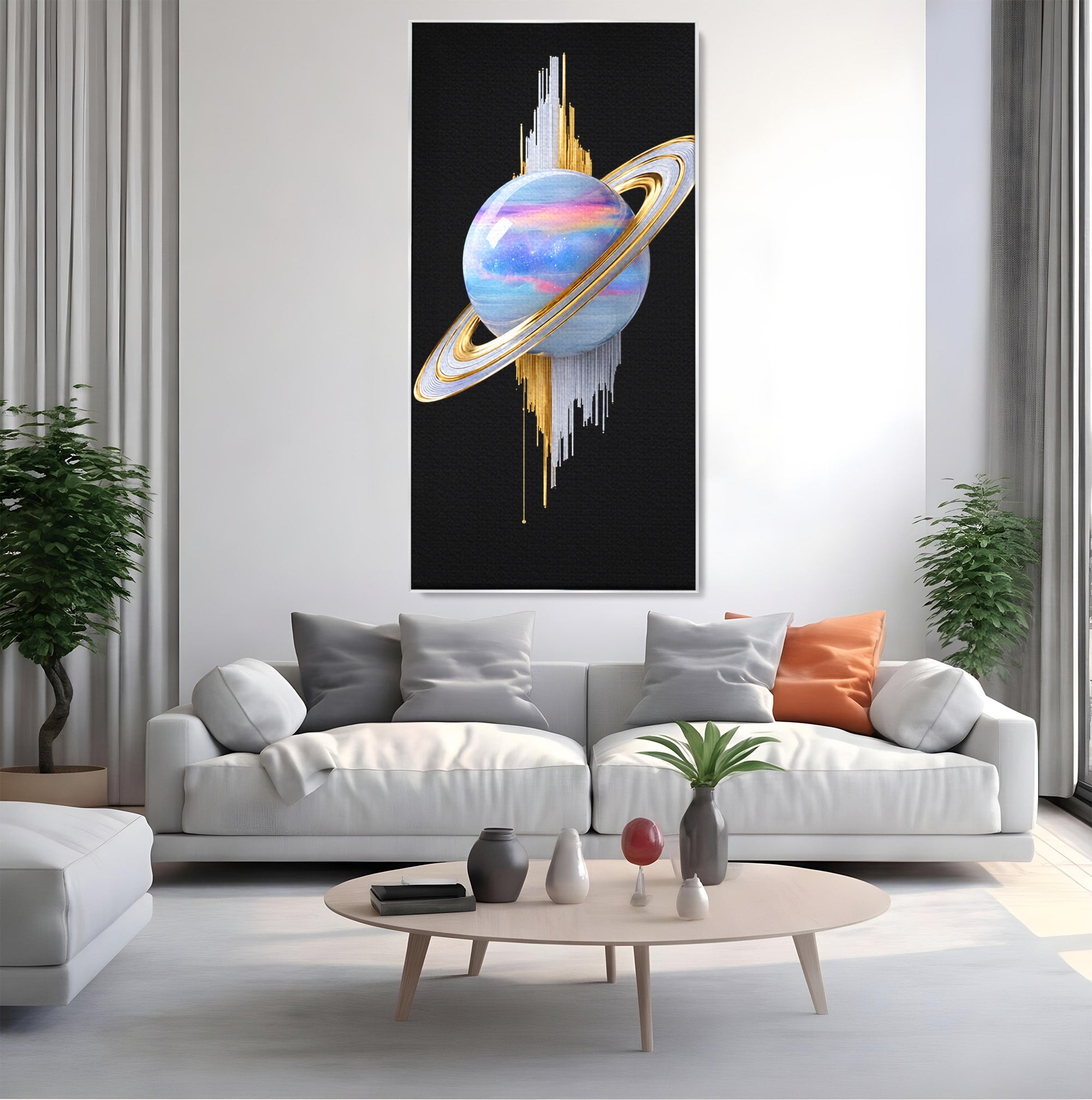 Tablou Canvas Premium LuxCanva® S1029, Planeta Saturn Abstracta, Planeta, Abstract, Cosmos, Futurist, Birou, Living, Culori Vibrante