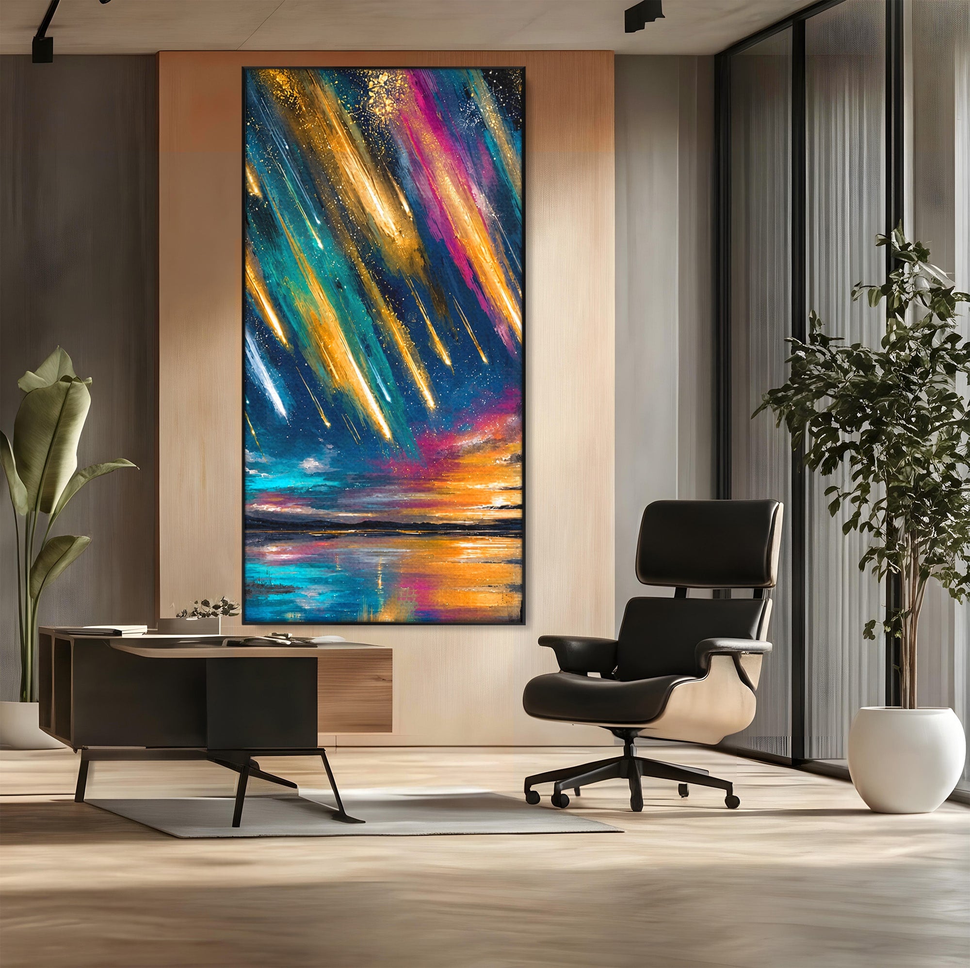 Tablou Canvas Premium LuxCanva® S1030, Ploua Cu Stele, Stele, Cer, Peisaj, Apus, Living, Culori Vibrante