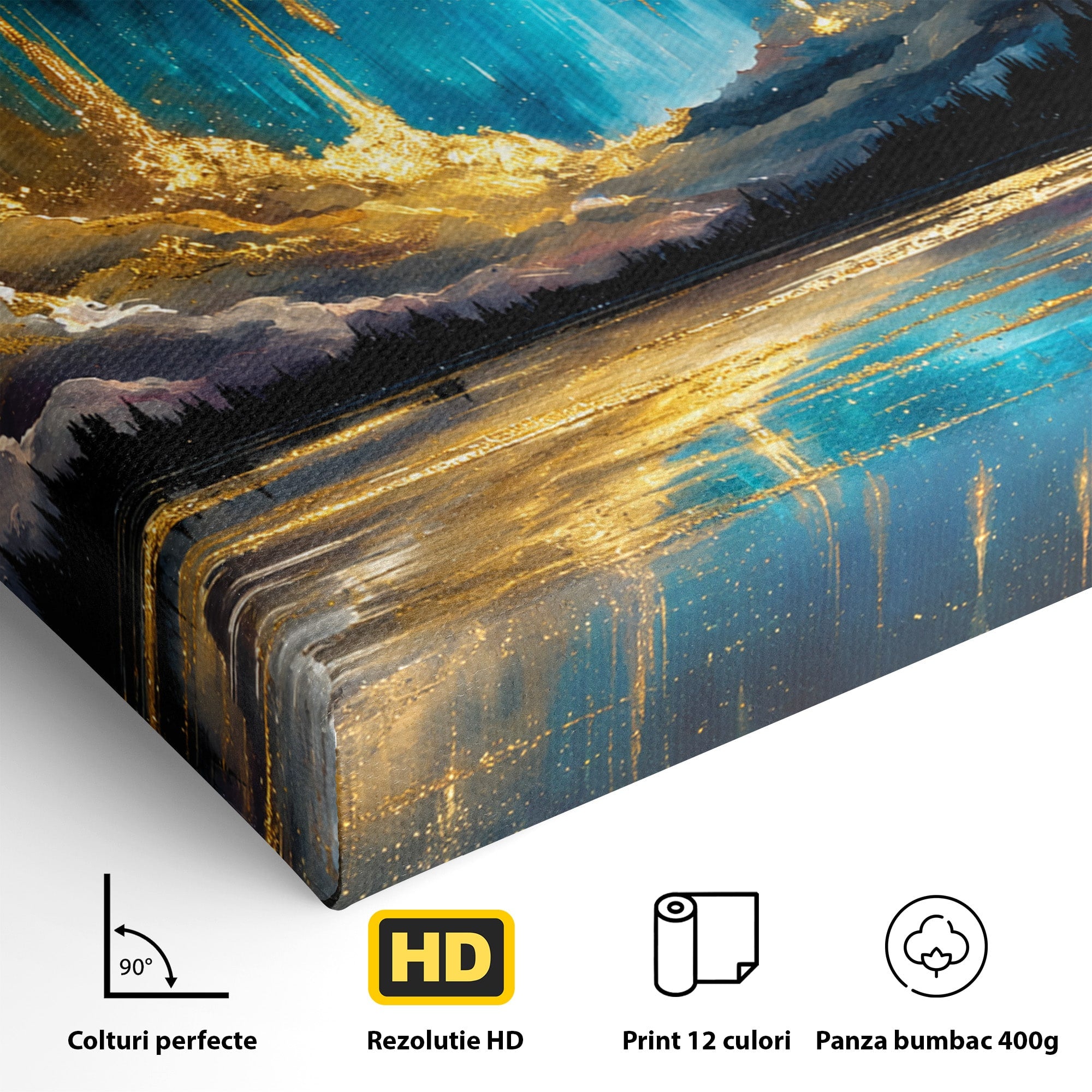Tablou Canvas Premium LuxCanva® S1031, Aurora Boreala Feerica, Aurora, Peisaj, Cer, Noapte, Magie, Living, Dormitor, Culori Vibrante
