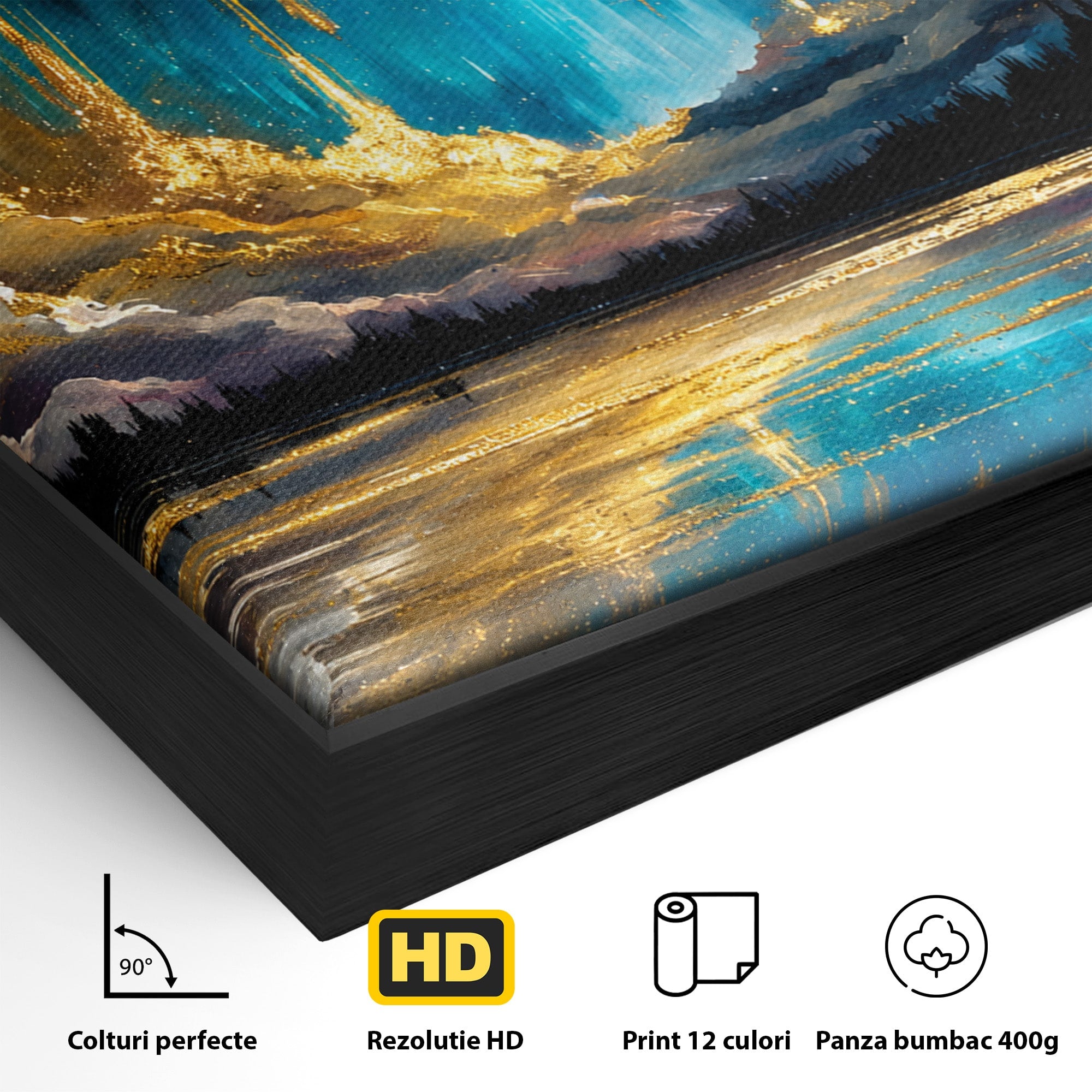 Tablou Canvas Premium LuxCanva® S1031, Aurora Boreala Feerica, Aurora, Peisaj, Cer, Noapte, Magie, Living, Dormitor, Culori Vibrante