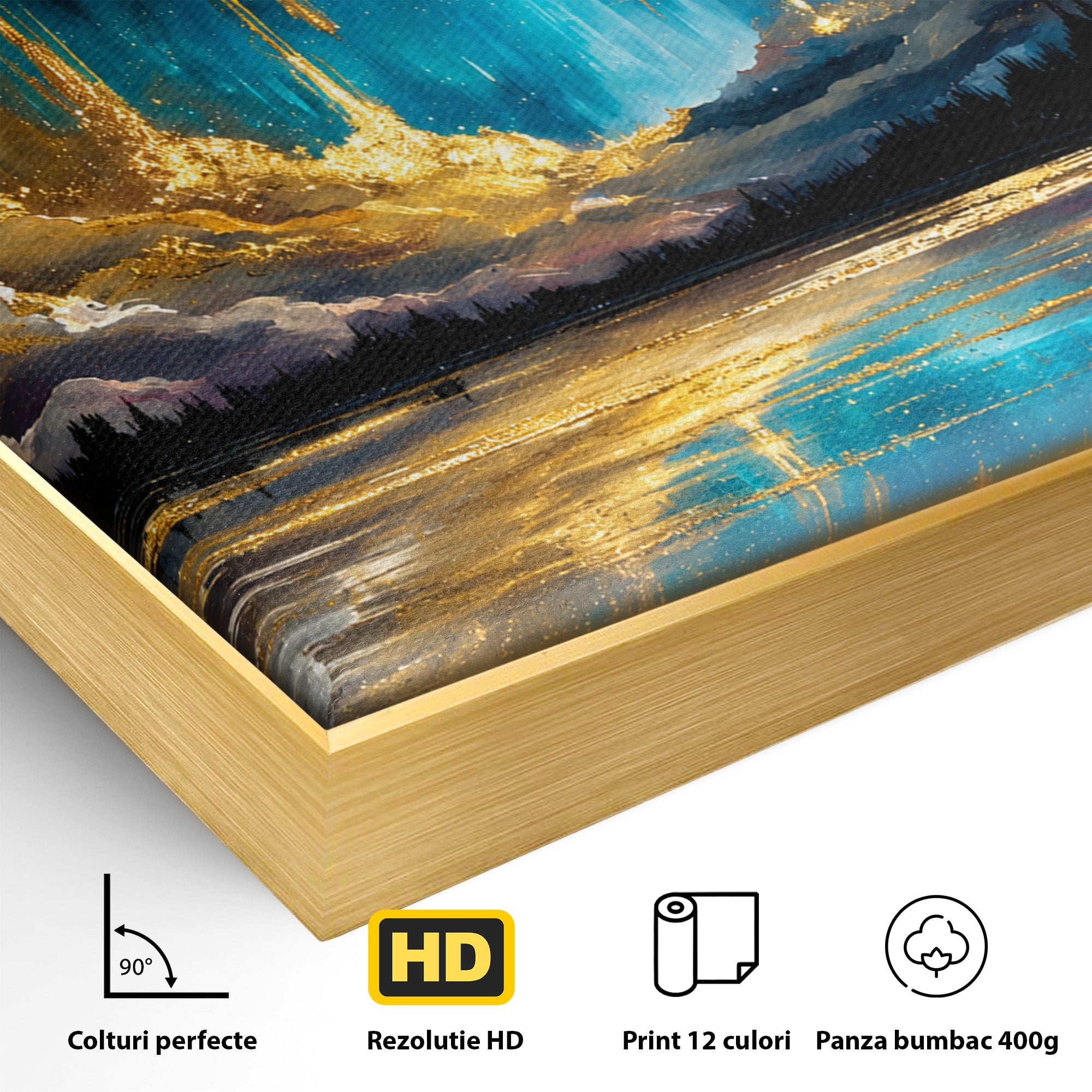 Tablou Canvas Premium LuxCanva® S1031, Aurora Boreala Feerica, Aurora, Peisaj, Cer, Noapte, Magie, Living, Dormitor, Culori Vibrante