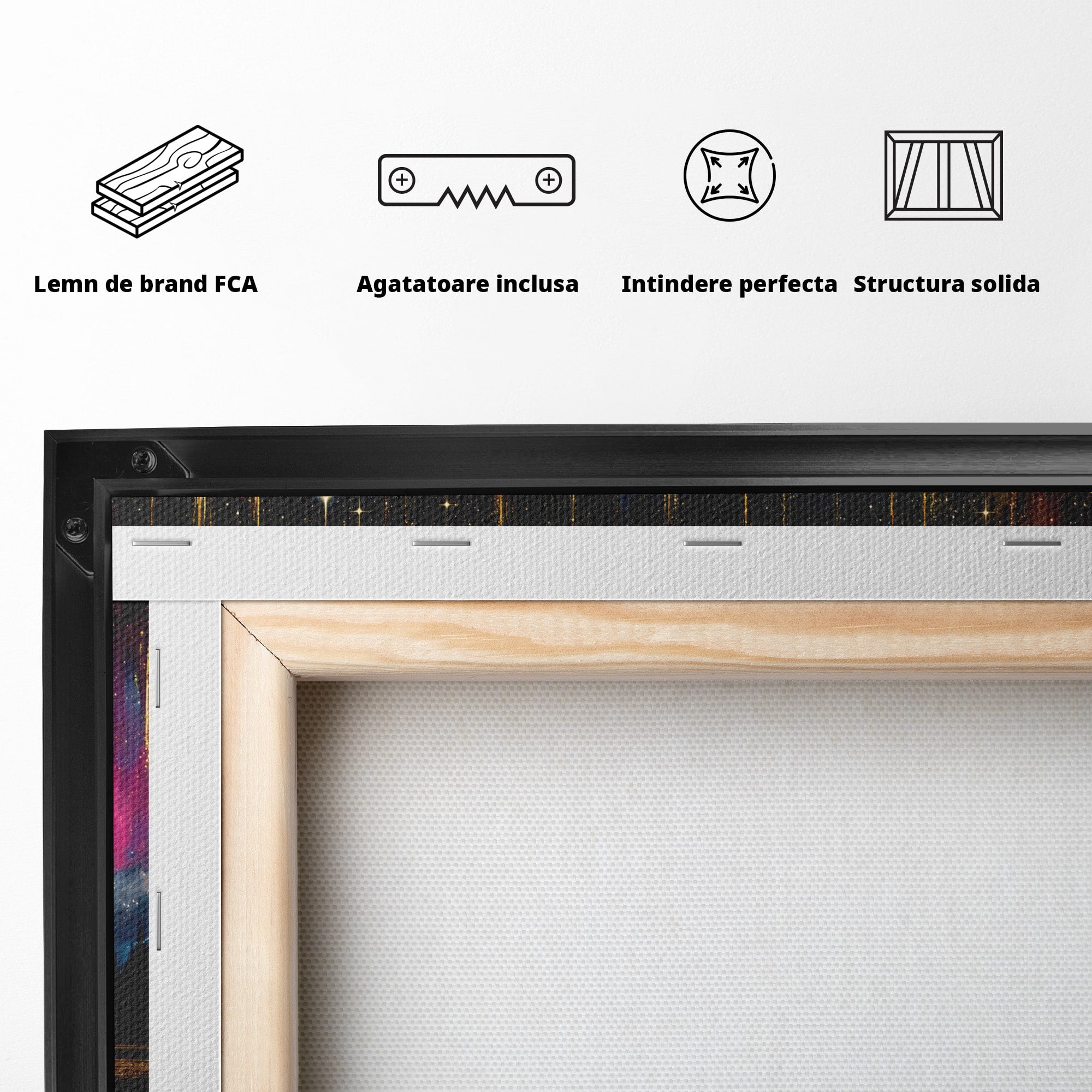 Tablou Canvas Premium LuxCanva® S1031, Aurora Boreala Feerica, Aurora, Peisaj, Cer, Noapte, Magie, Living, Dormitor, Culori Vibrante