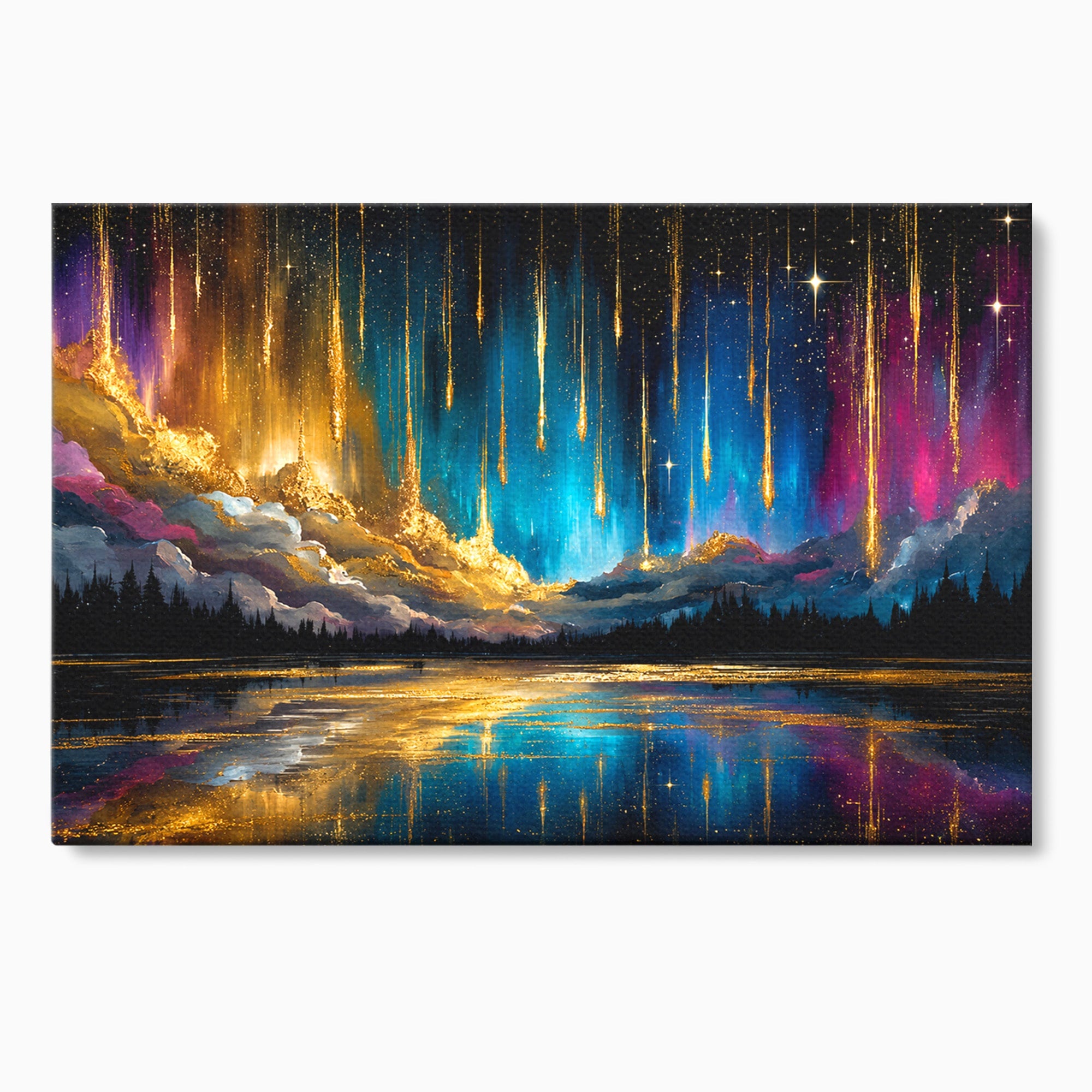 Tablou Canvas Premium LuxCanva® S1031, Aurora Boreala Feerica, Aurora, Peisaj, Cer, Noapte, Magie, Living, Dormitor, Culori Vibrante