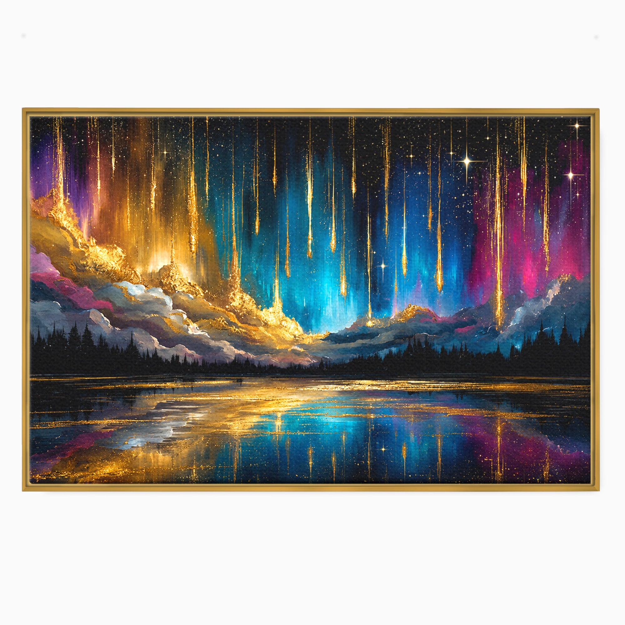 Tablou Canvas Premium LuxCanva® S1031, Aurora Boreala Feerica, Aurora, Peisaj, Cer, Noapte, Magie, Living, Dormitor, Culori Vibrante