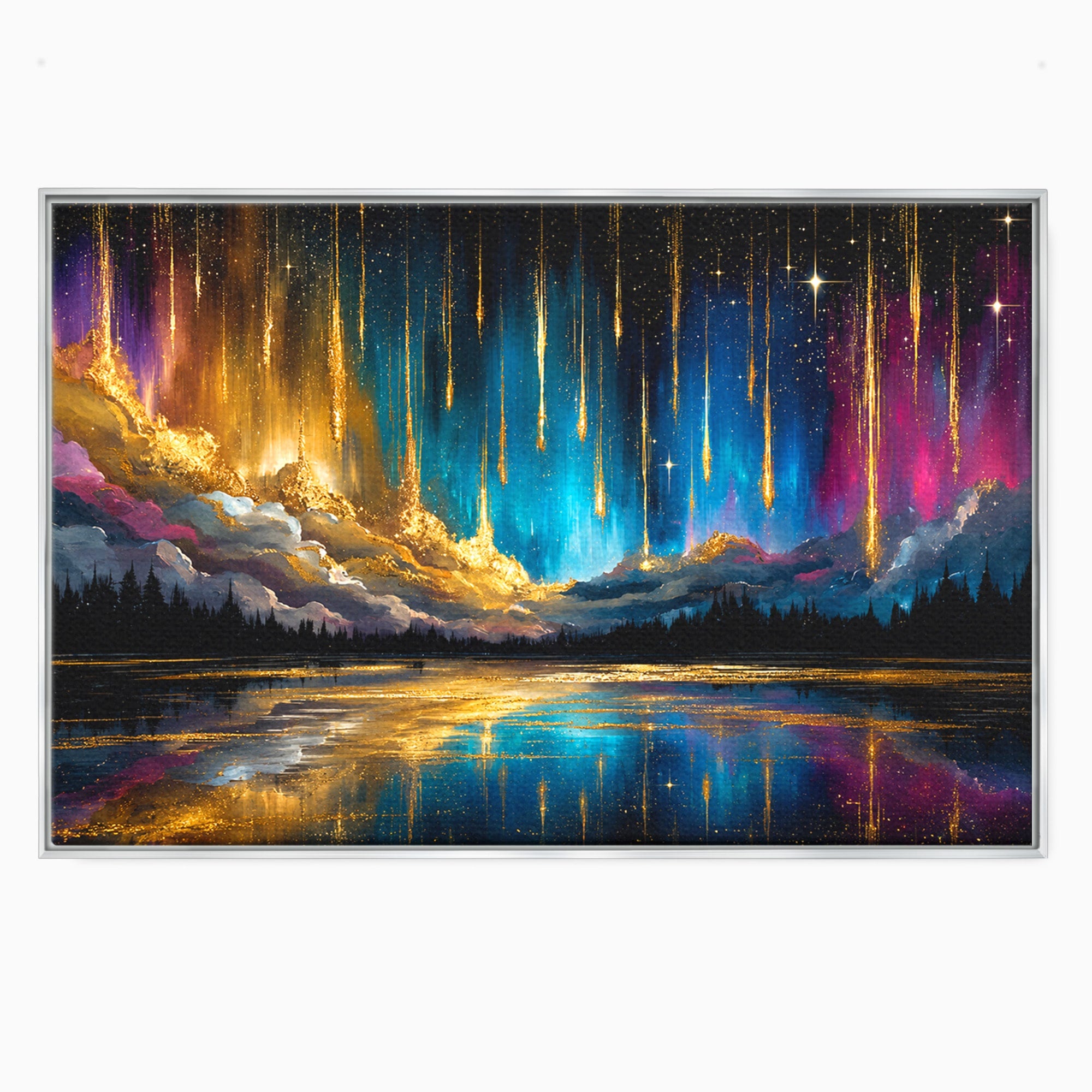 Tablou Canvas Premium LuxCanva® S1031, Aurora Boreala Feerica, Aurora, Peisaj, Cer, Noapte, Magie, Living, Dormitor, Culori Vibrante