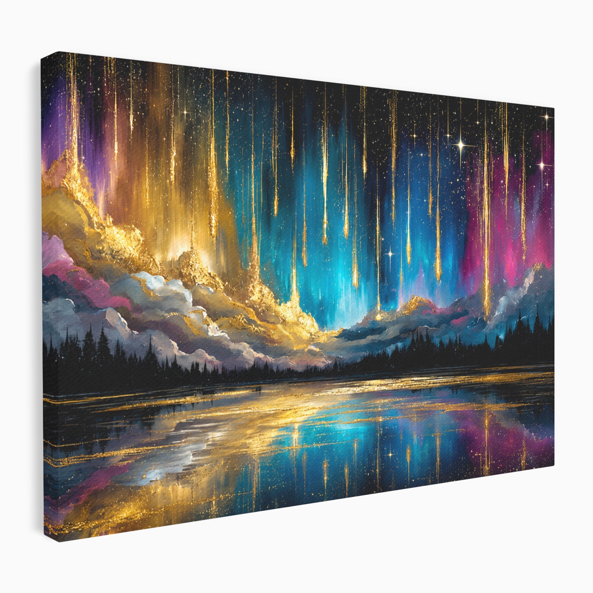 Tablou Canvas Premium LuxCanva® S1031, Aurora Boreala Feerica, Aurora, Peisaj, Cer, Noapte, Magie, Living, Dormitor, Culori Vibrante
