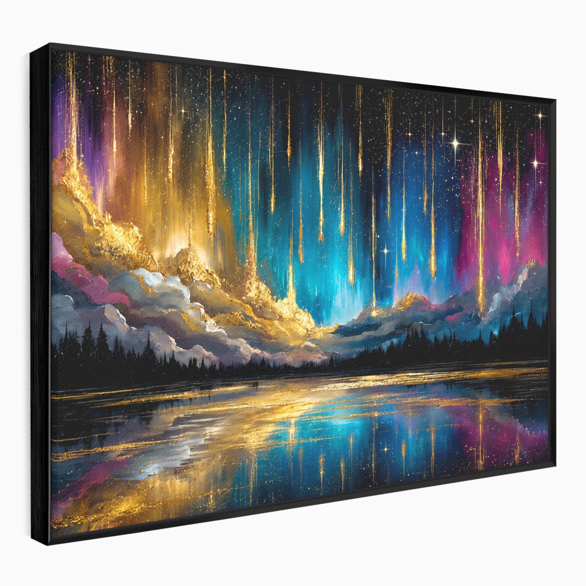 Tablou Canvas Premium LuxCanva® S1031, Aurora Boreala Feerica, Aurora, Peisaj, Cer, Noapte, Magie, Living, Dormitor, Culori Vibrante