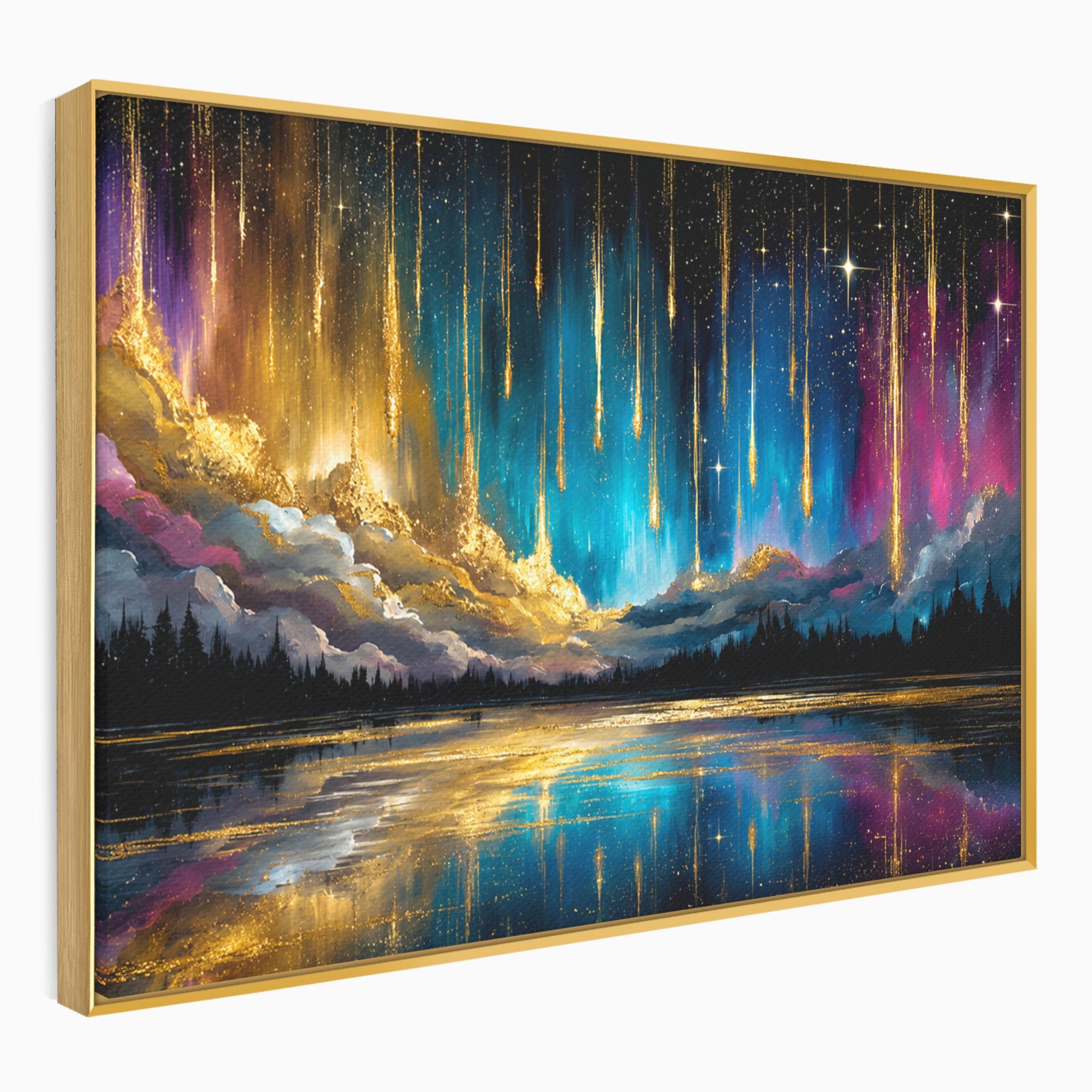 Tablou Canvas Premium LuxCanva® S1031, Aurora Boreala Feerica, Aurora, Peisaj, Cer, Noapte, Magie, Living, Dormitor, Culori Vibrante
