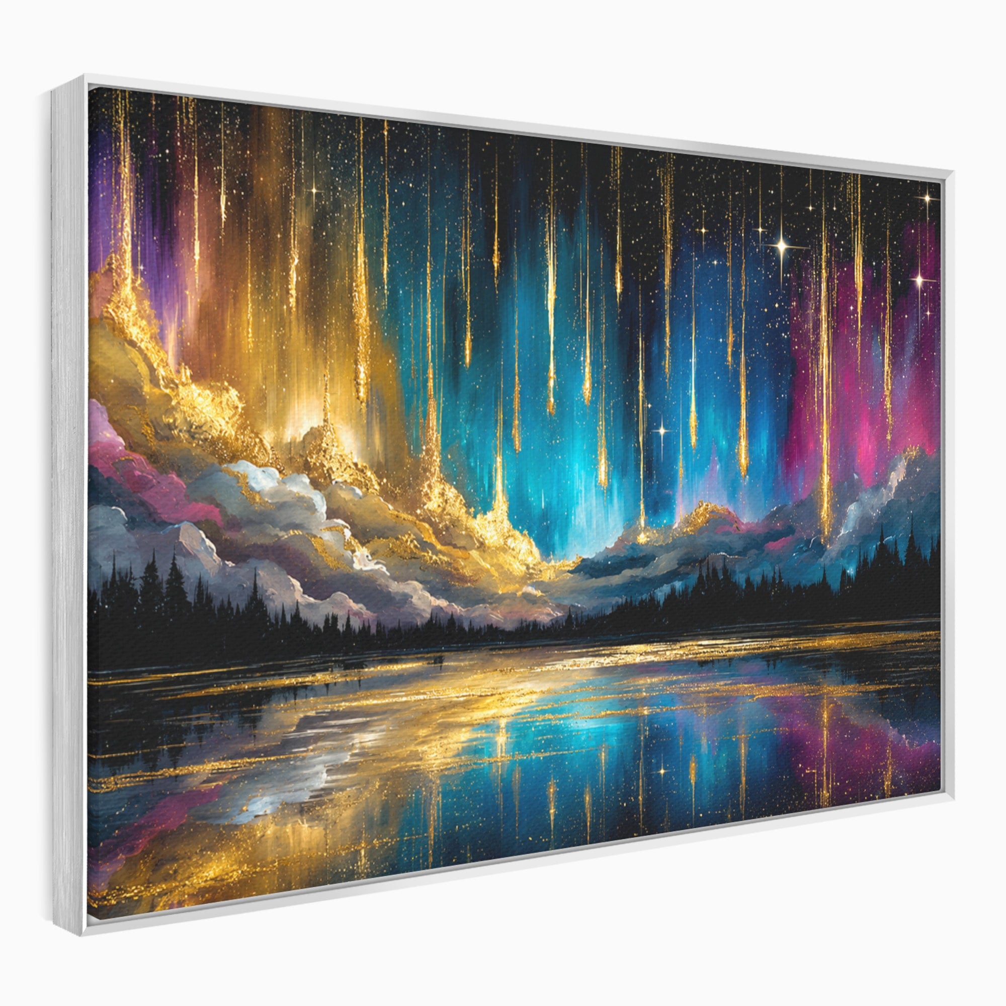 Tablou Canvas Premium LuxCanva® S1031, Aurora Boreala Feerica, Aurora, Peisaj, Cer, Noapte, Magie, Living, Dormitor, Culori Vibrante