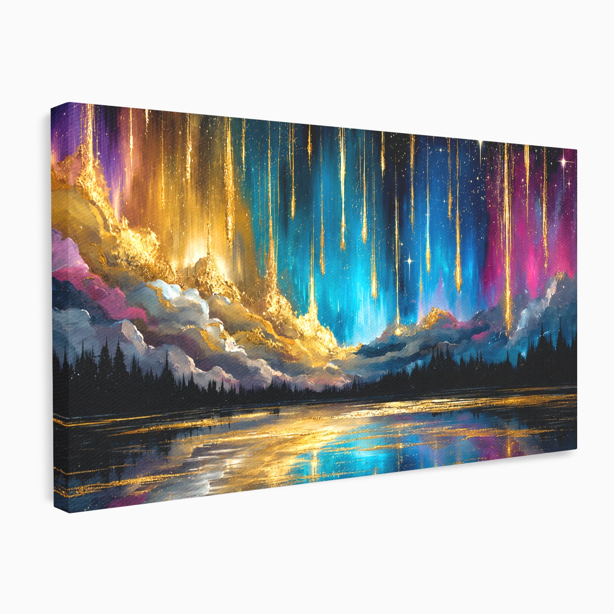 Tablou Canvas Premium LuxCanva® S1031, Aurora Boreala Feerica, Aurora, Peisaj, Cer, Noapte, Magie, Living, Dormitor, Culori Vibrante