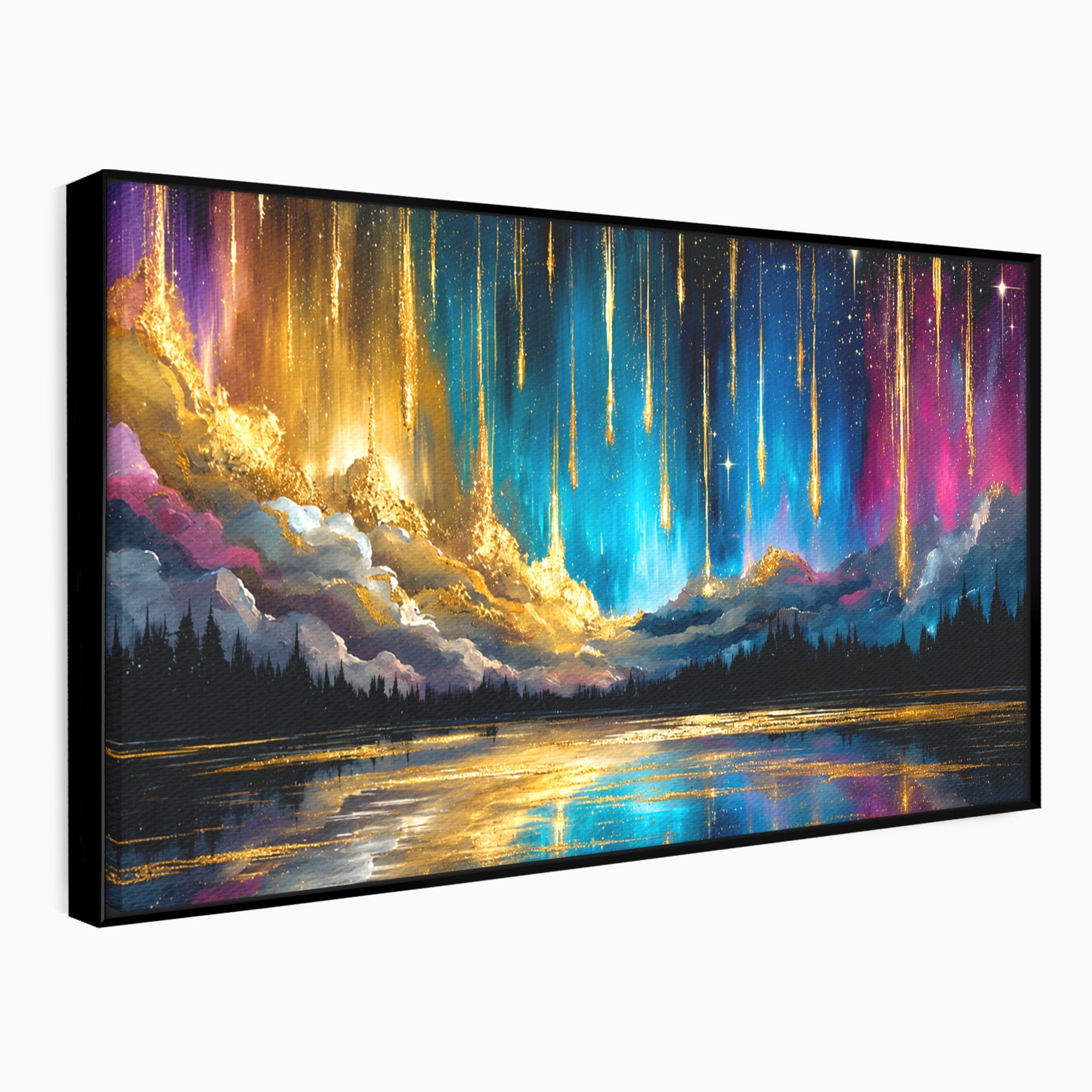 Tablou Canvas Premium LuxCanva® S1031, Aurora Boreala Feerica, Aurora, Peisaj, Cer, Noapte, Magie, Living, Dormitor, Culori Vibrante