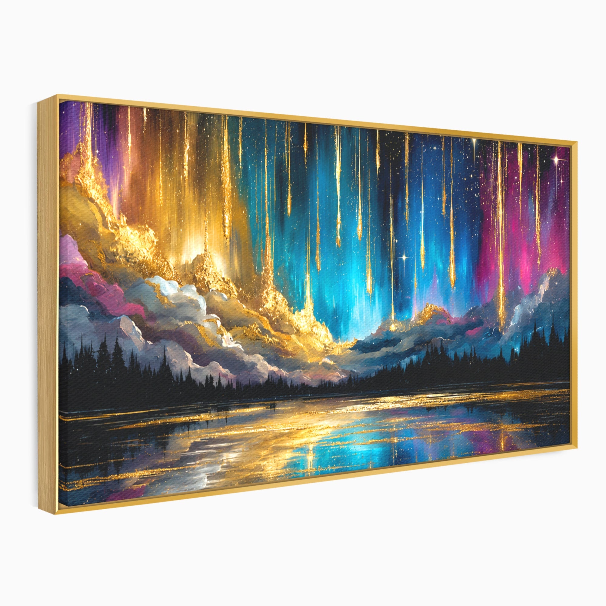 Tablou Canvas Premium LuxCanva® S1031, Aurora Boreala Feerica, Aurora, Peisaj, Cer, Noapte, Magie, Living, Dormitor, Culori Vibrante